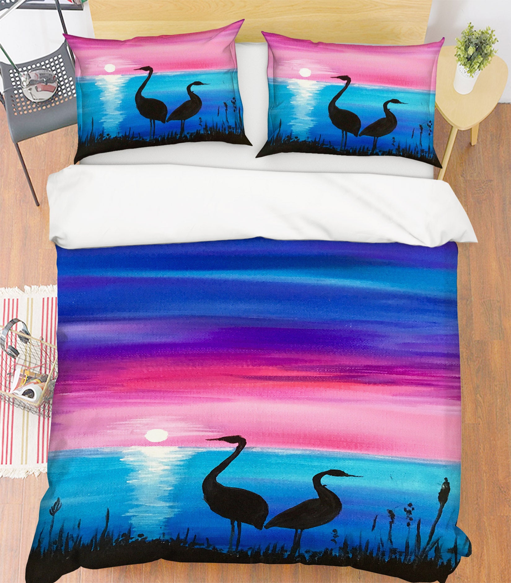 3D Flamingo Shadow 12148 Bed Pillowcases Quilt