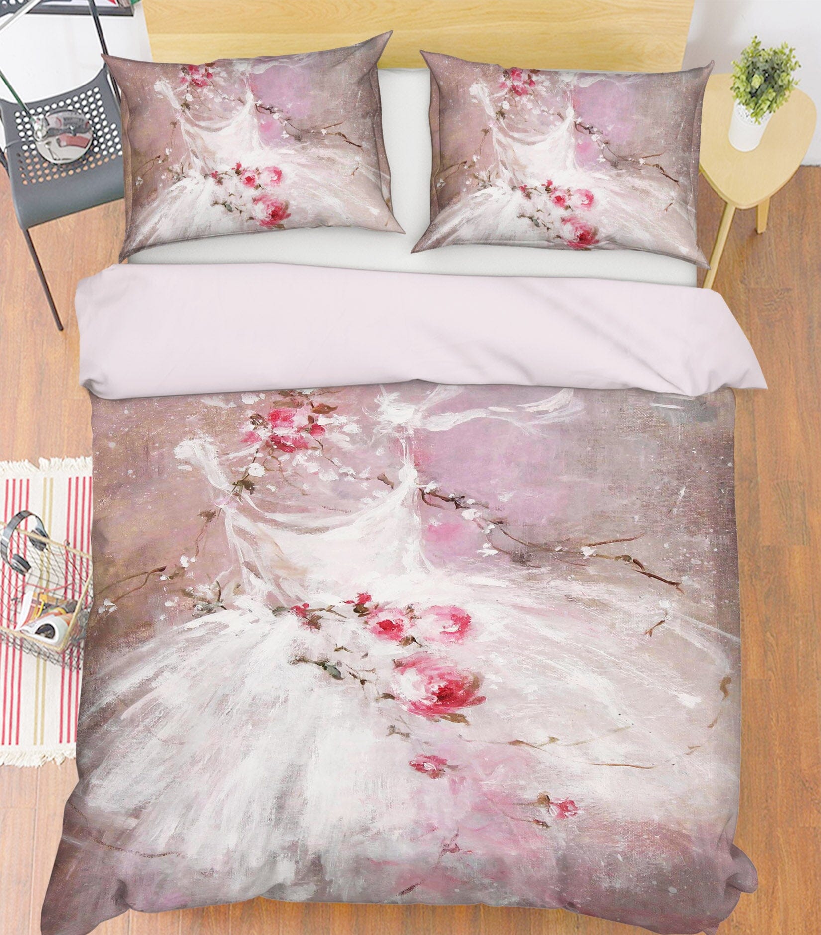 3D White Skirt Wedding 018 Debi Coules Bedding Bed Pillowcases Quilt Quiet Covers AJ Creativity Home 