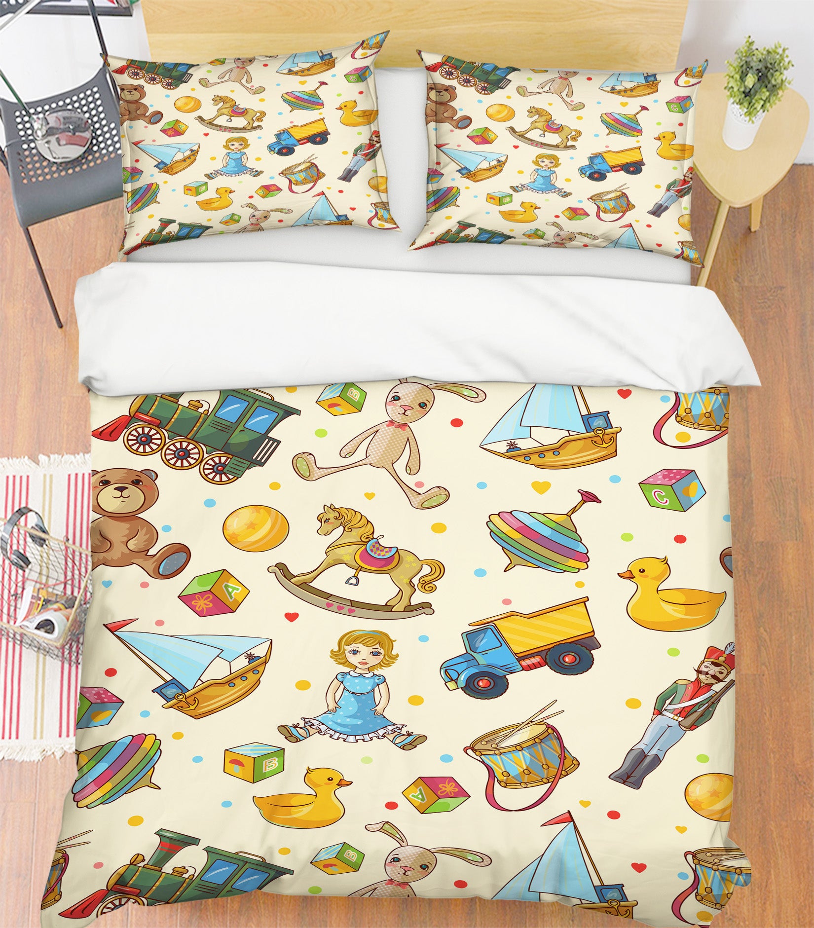 3D Wooden Horse Doll Toy Pattern 61070 Bed Pillowcases Quilt