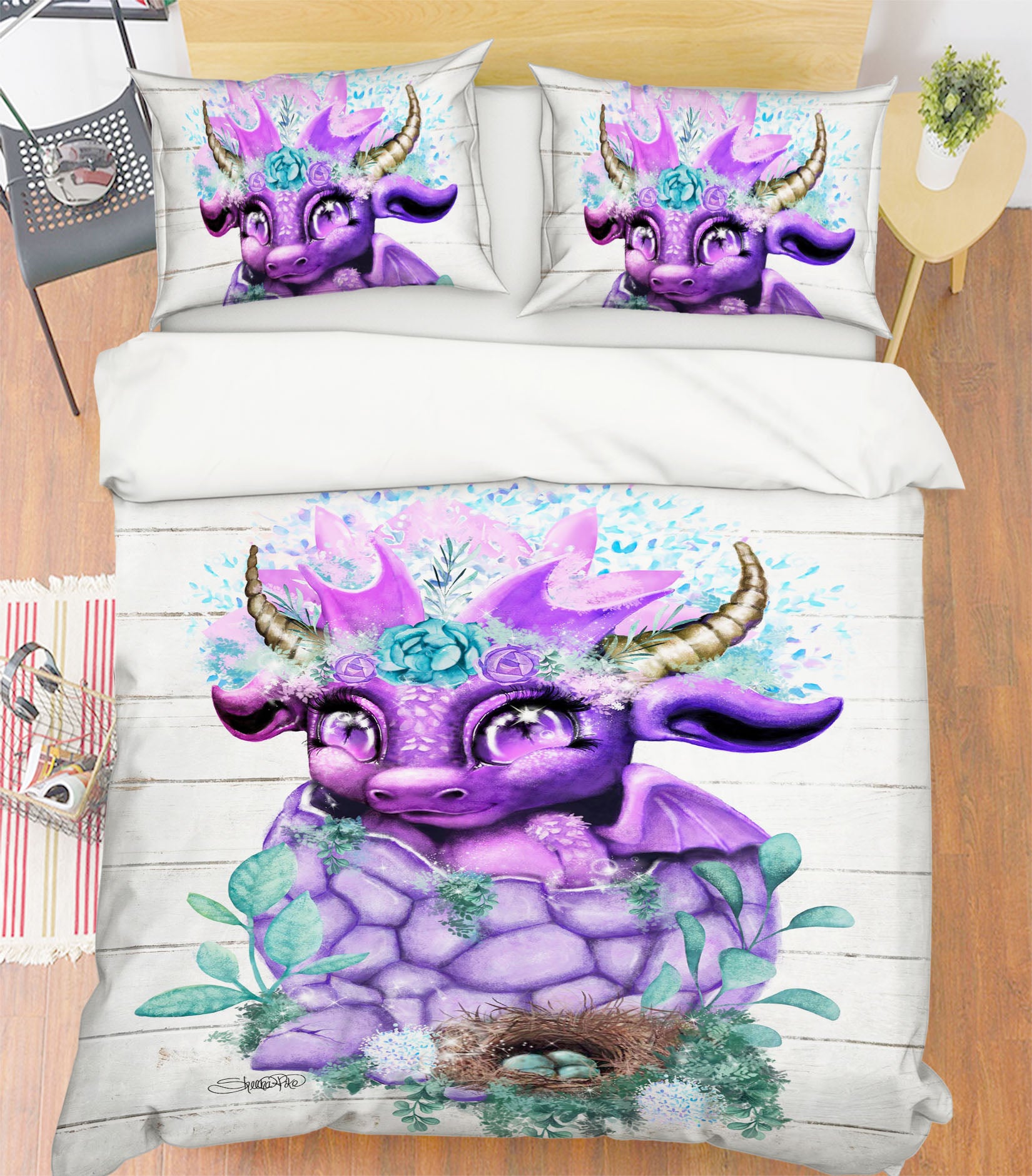 3D Cute Purple Dragon 8609 Sheena Pike Bedding Bed Pillowcases Quilt Cover Duvet Cover