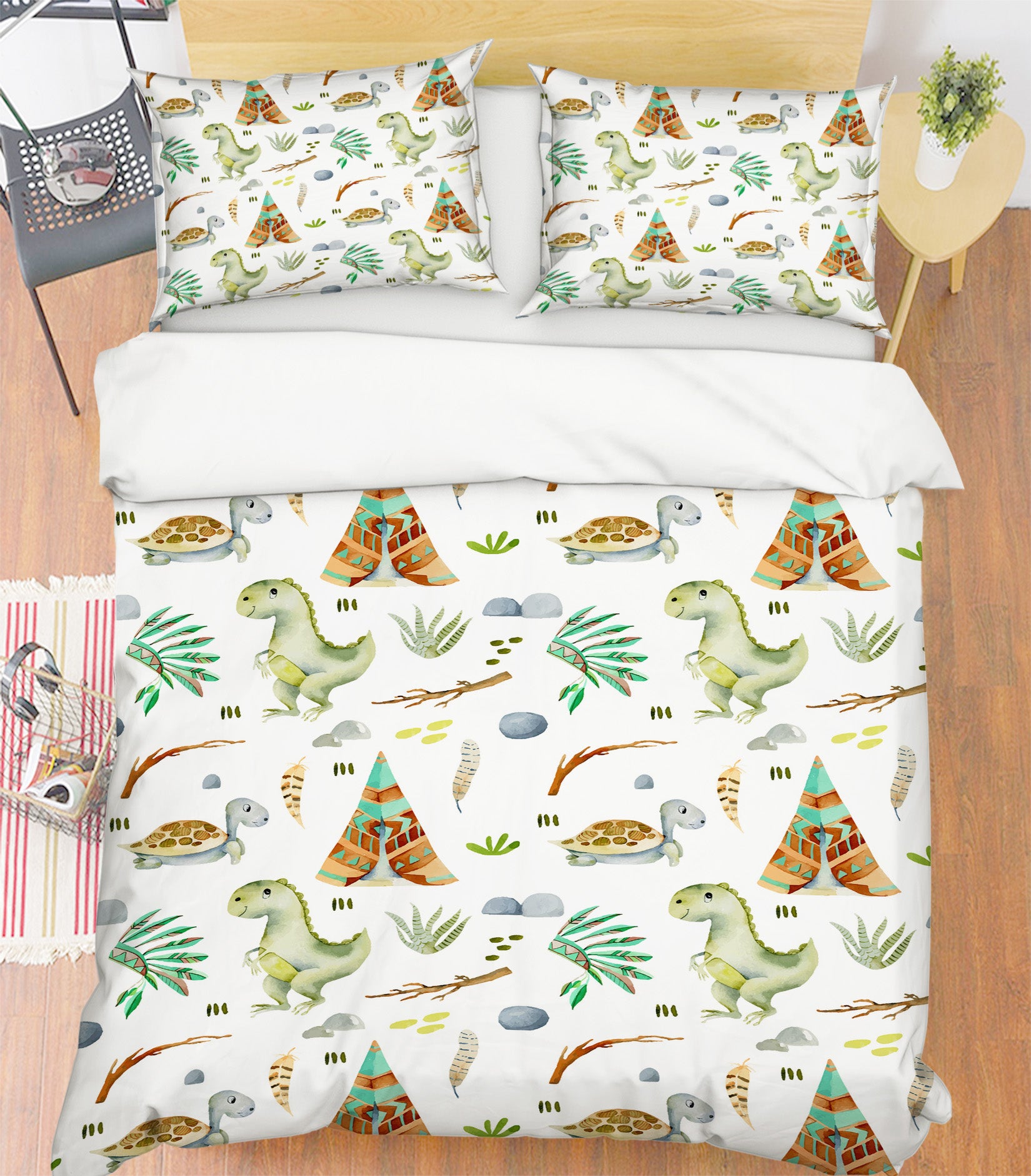 3D Dinosaur Turtle 61049 Bed Pillowcases Quilt
