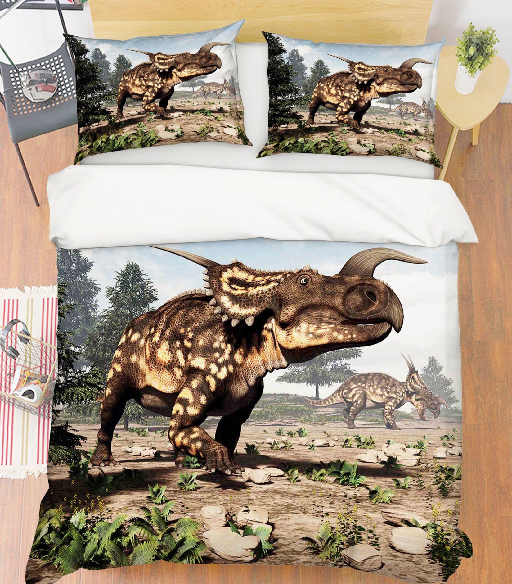 3D Horned Dragon Grazing 077 Bed Pillowcases Quilt Wallpaper AJ Wallpaper 