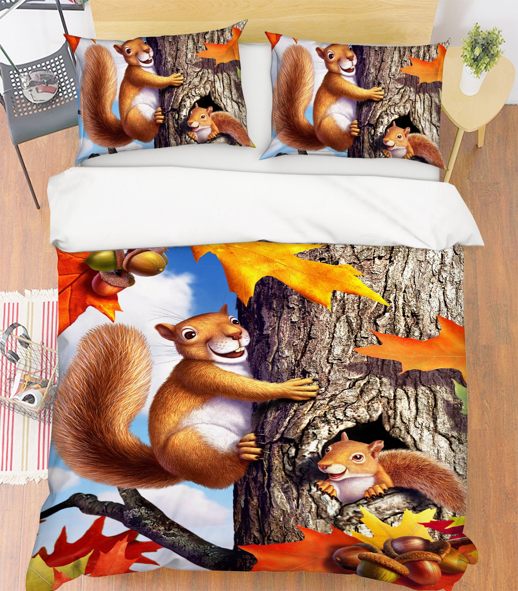 3D Squirrels 86014 Jerry LoFaro bedding Bed Pillowcases Quilt