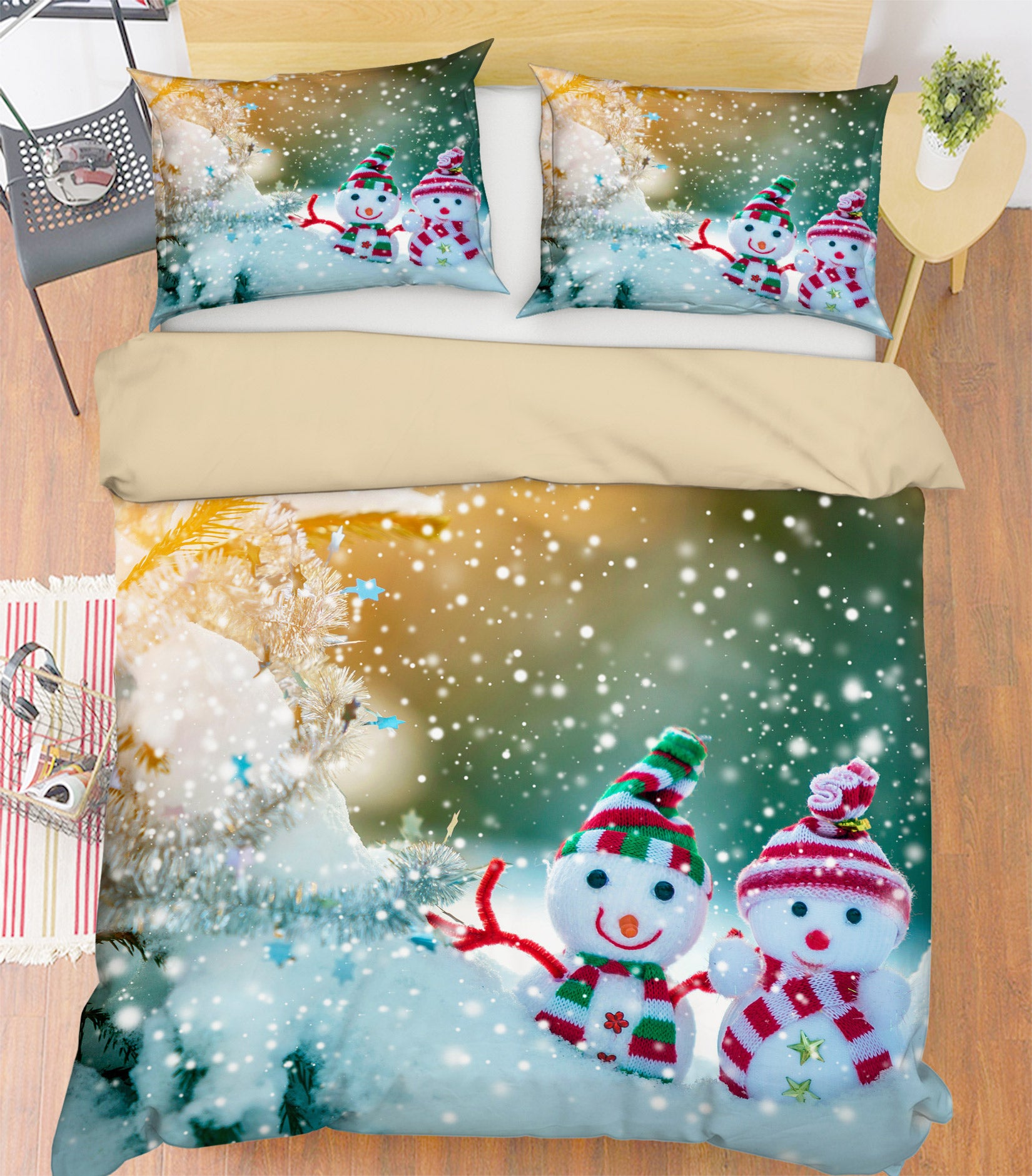 3D Snow Doll 51029 Christmas Quilt Duvet Cover Xmas Bed Pillowcases