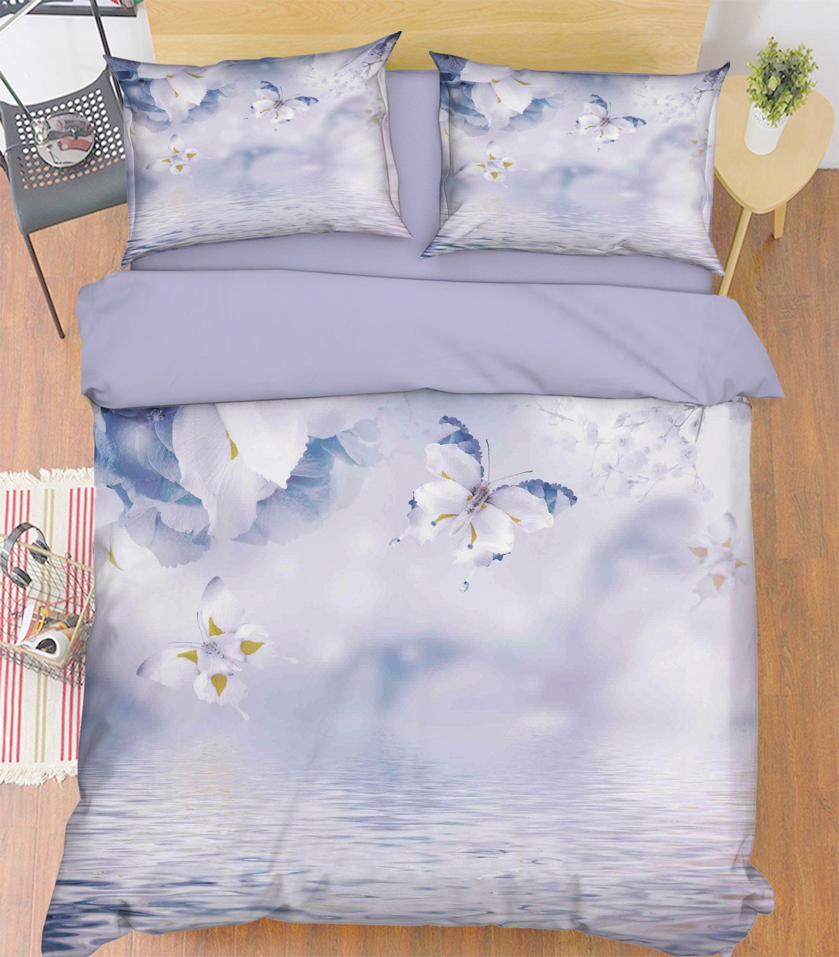 3D Water Face Flying Butterflies 286 Bed Pillowcases Quilt Wallpaper AJ Wallpaper 