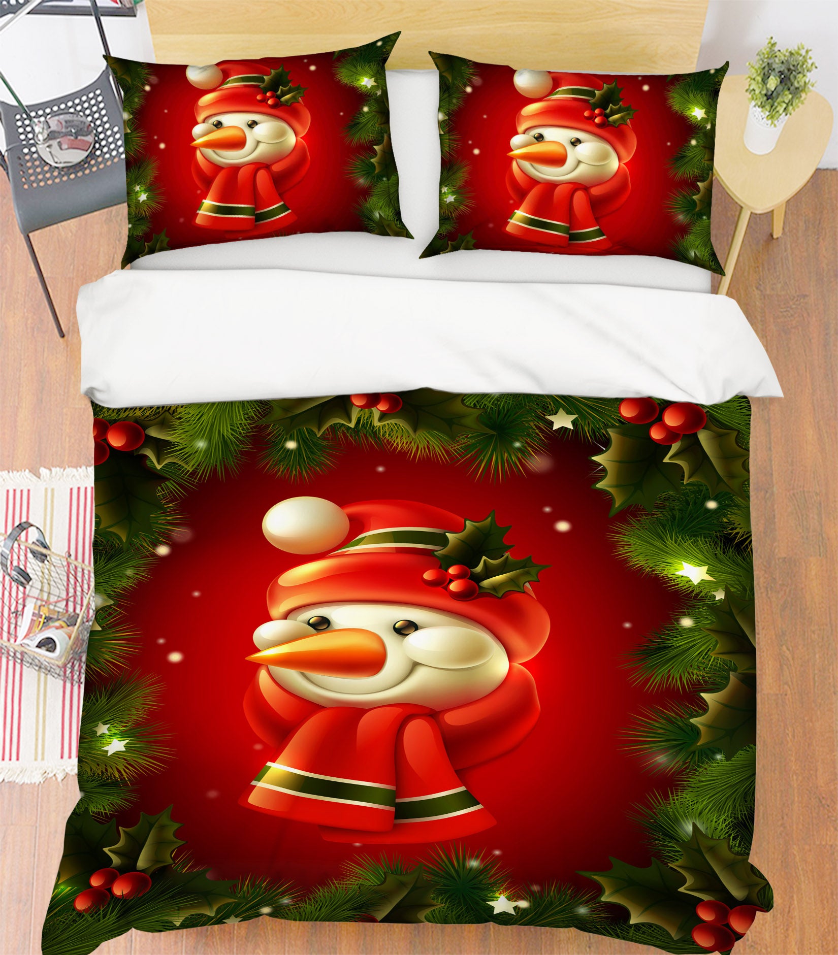 3D Snowman 51069 Christmas Quilt Duvet Cover Xmas Bed Pillowcases