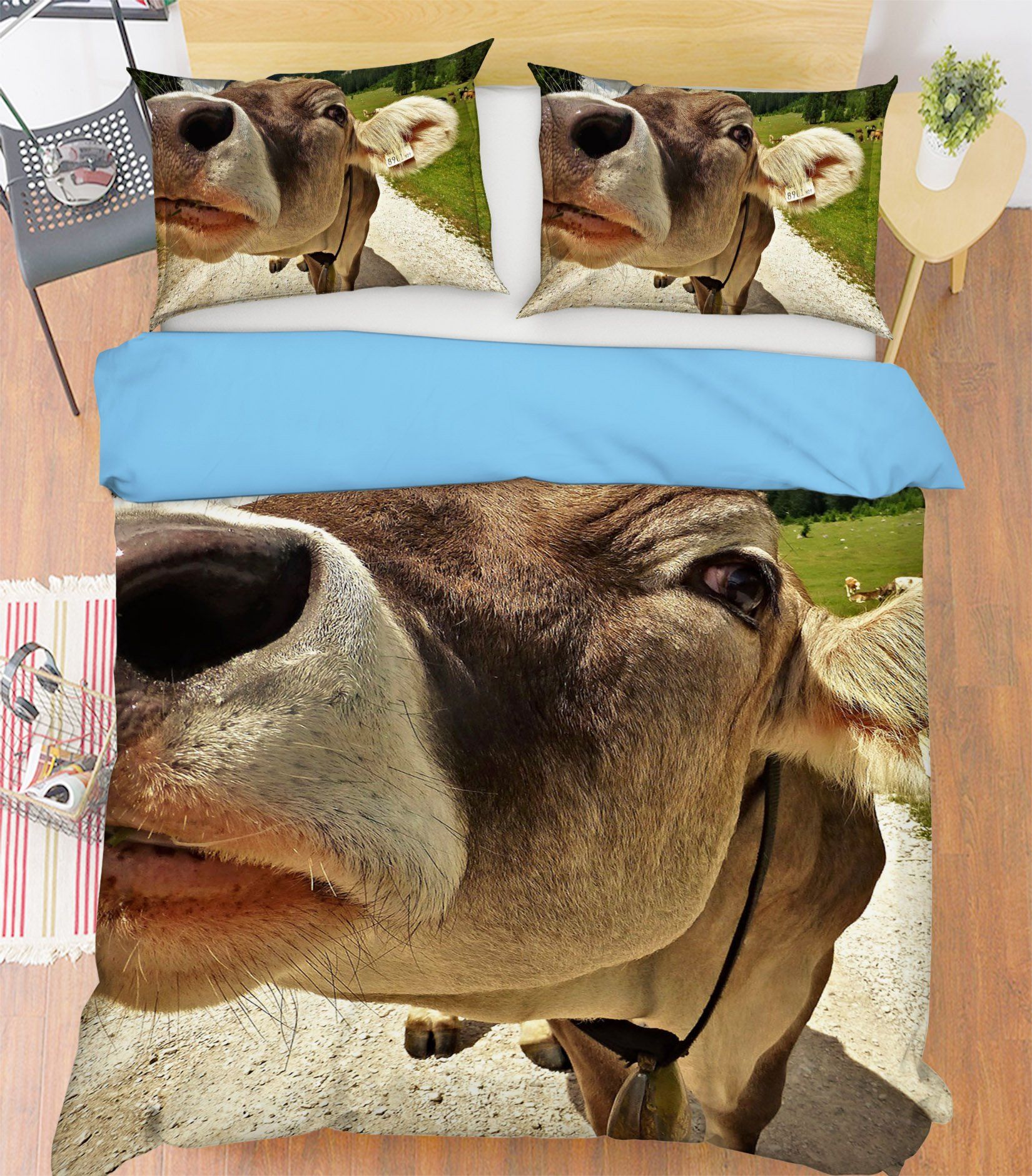 3D Small Road Cow 1929 Bed Pillowcases Quilt Quiet Covers AJ Creativity Home 