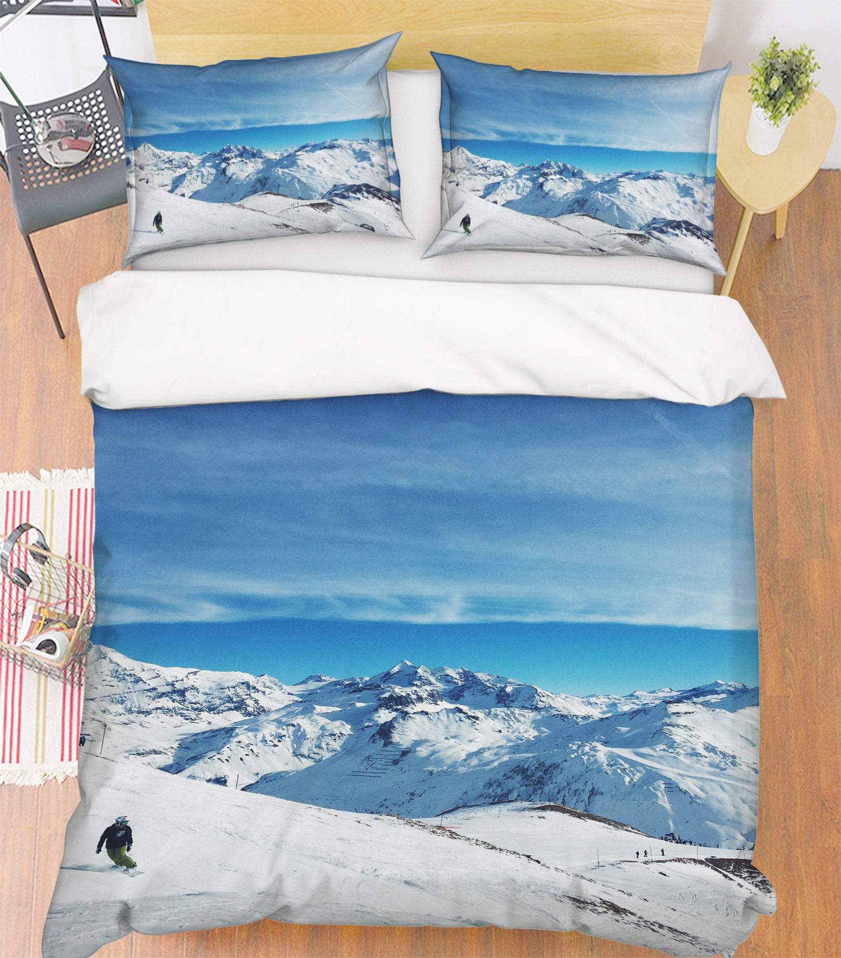3D Snow Mountain Skiing 14100 Bed Pillowcases Quilt