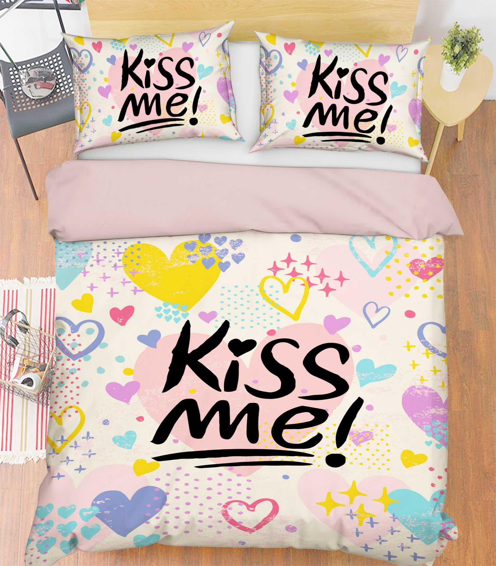 3D Color Heart 63189 Bed Pillowcases Quilt