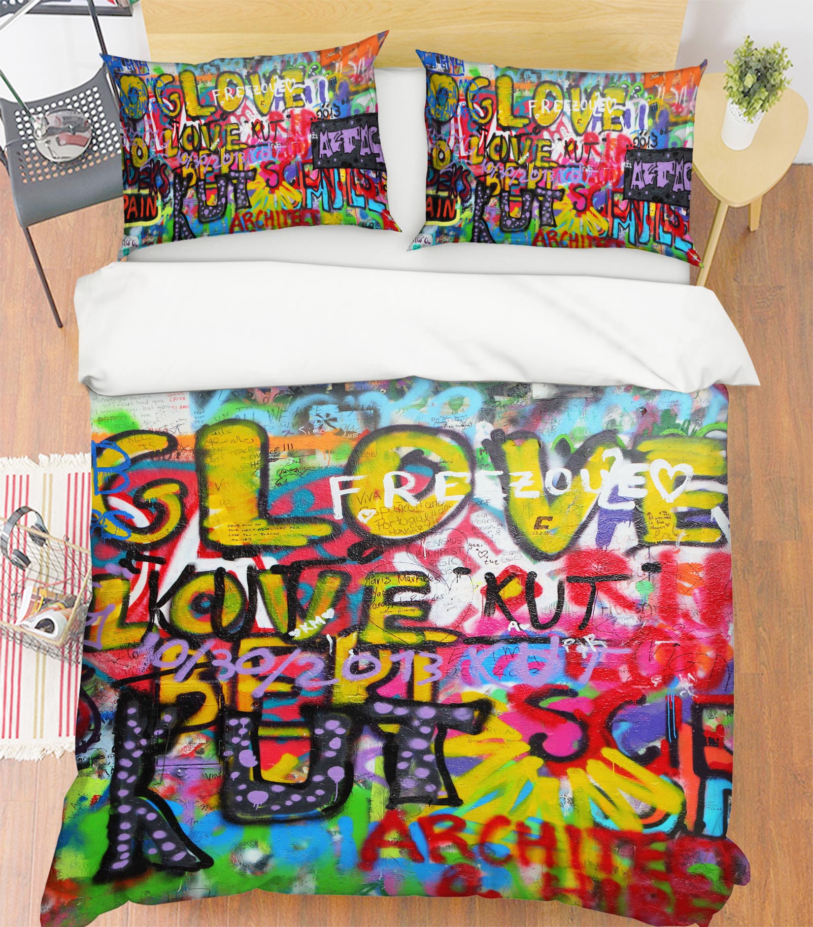 3D Colorful English Letters 14134 Bed Pillowcases Quilt