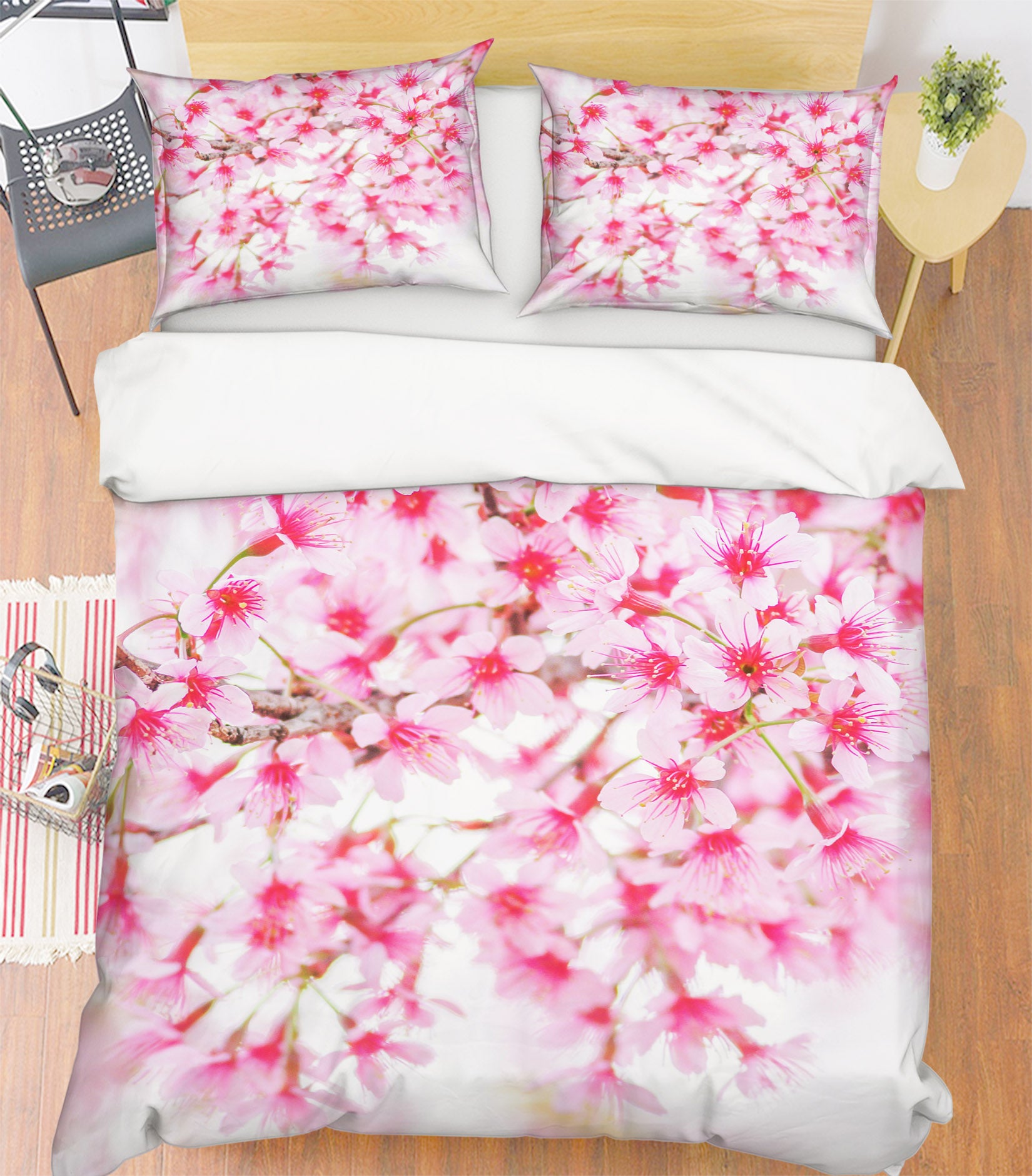 3D Pink Flowers 60132 Bed Pillowcases Quilt