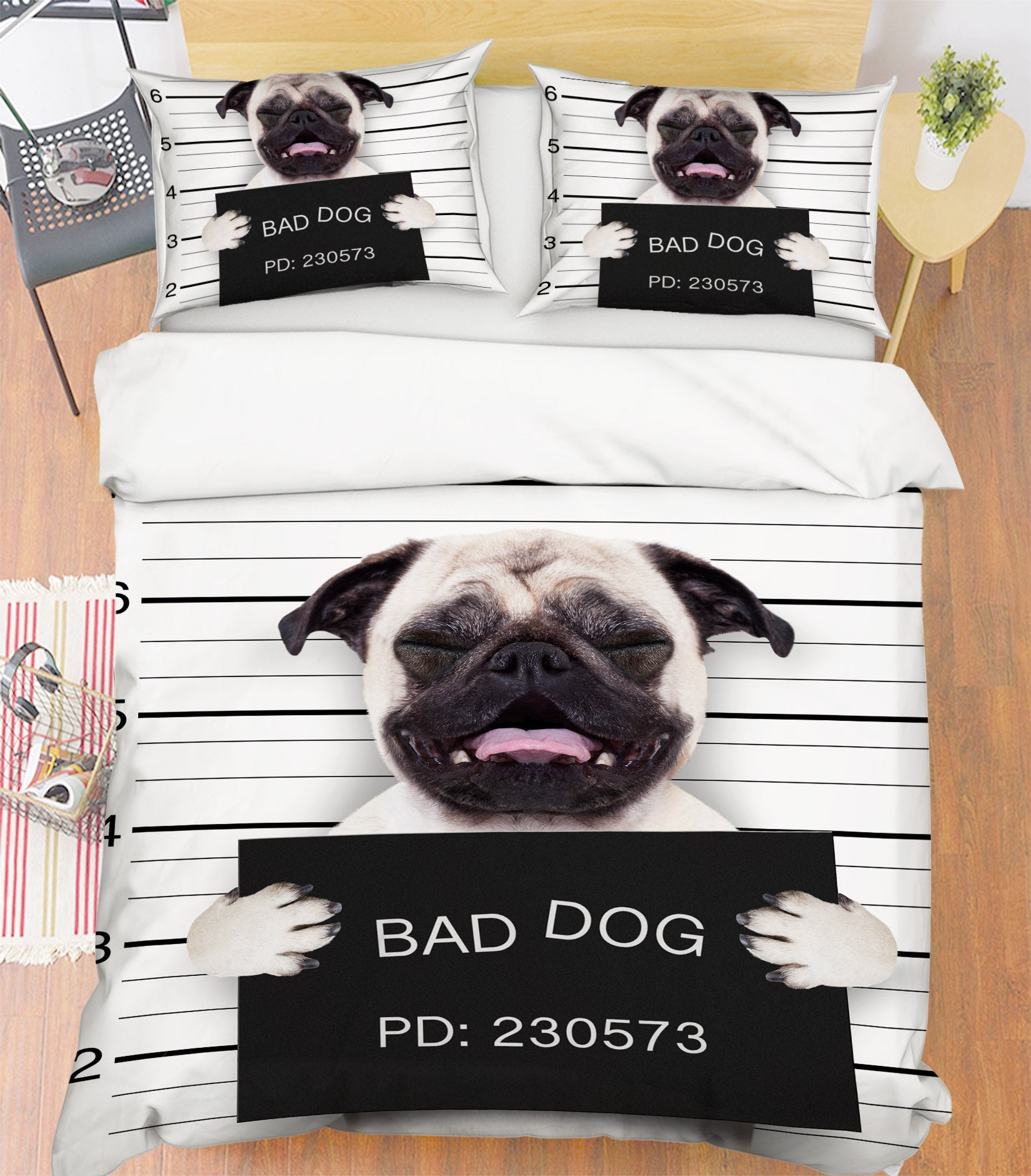 3D Pug Dog 15056 Bed Pillowcases Quilt