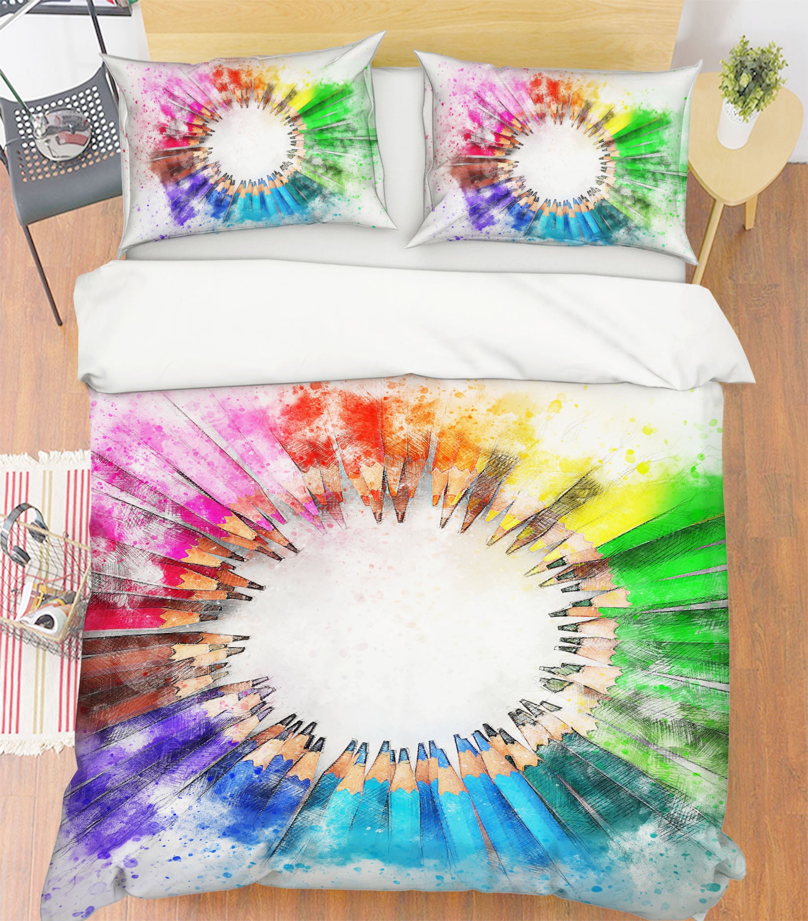 3D Rainbow Pen 19183 Bed Pillowcases Quilt