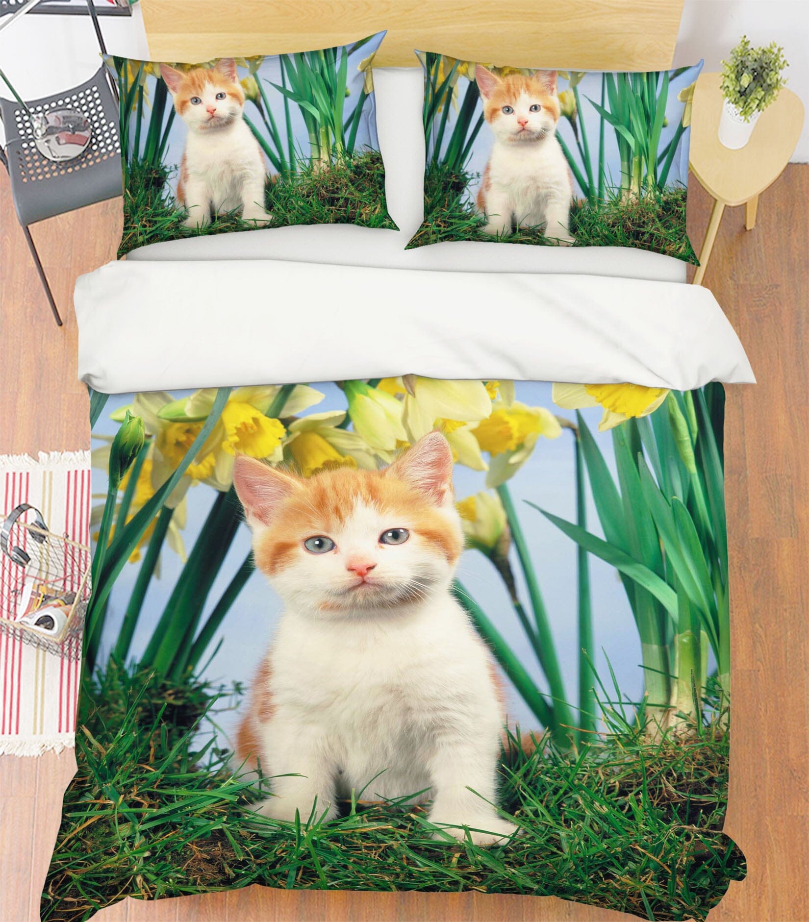 3D Cat Chrysanthemum 1903 Bed Pillowcases Quilt Quiet Covers AJ Creativity Home 