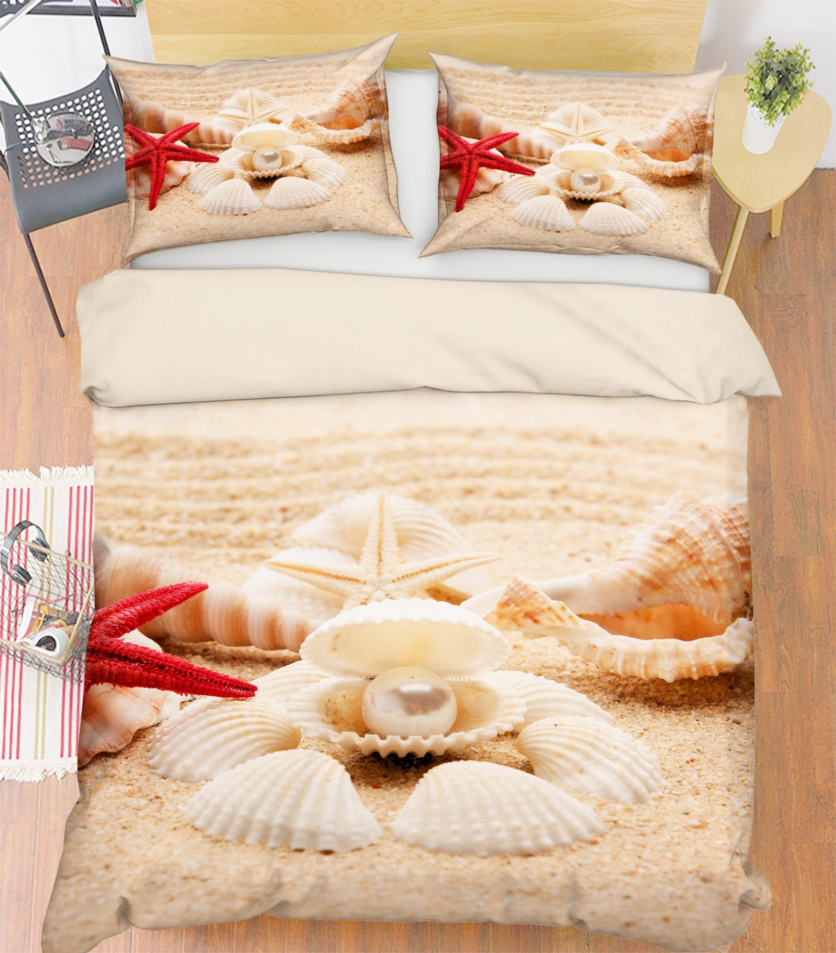 3D Shell 12199 Bed Pillowcases Quilt