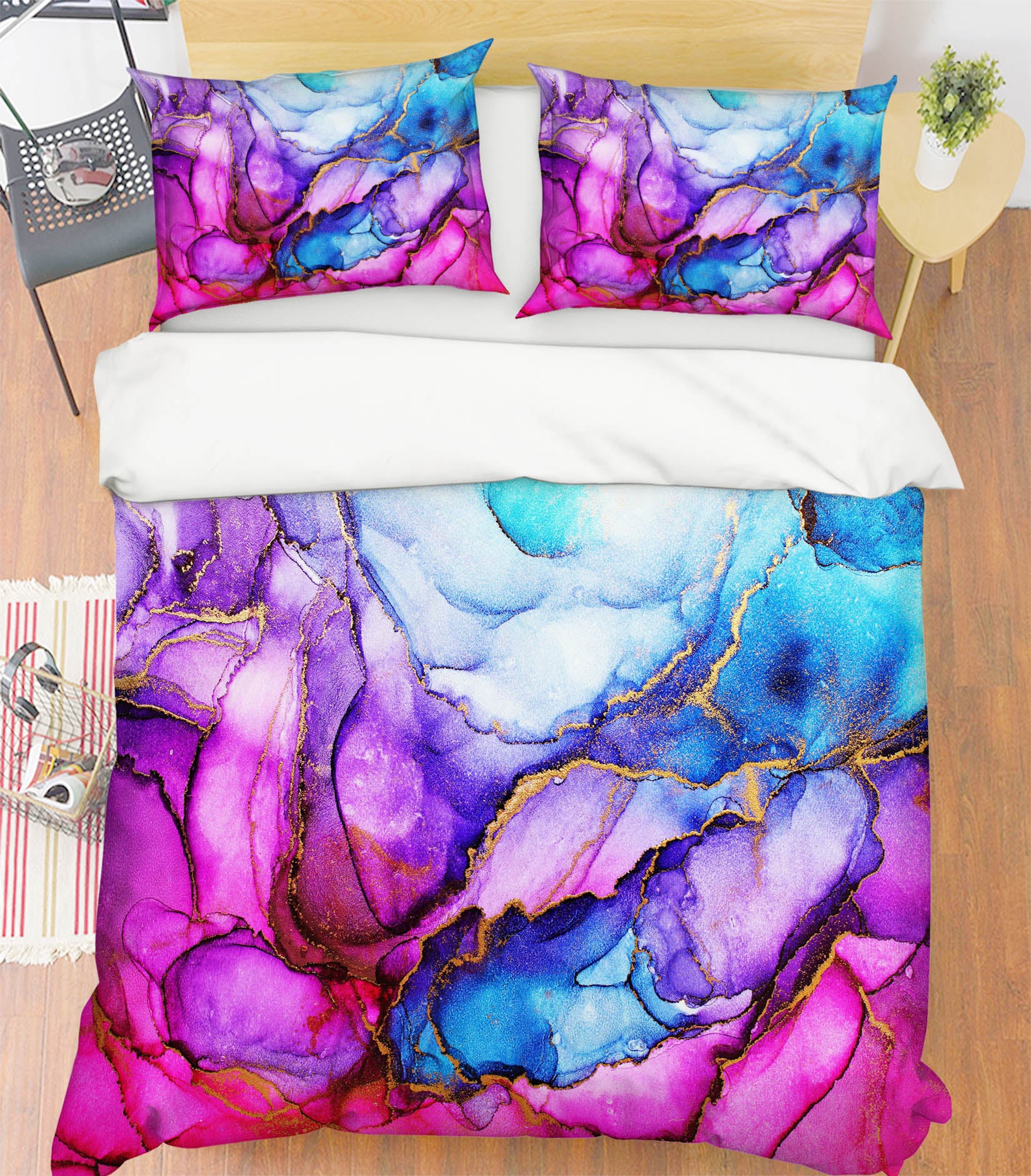 3D Fuchsia Blue Pattern 60148 Bed Pillowcases Quilt