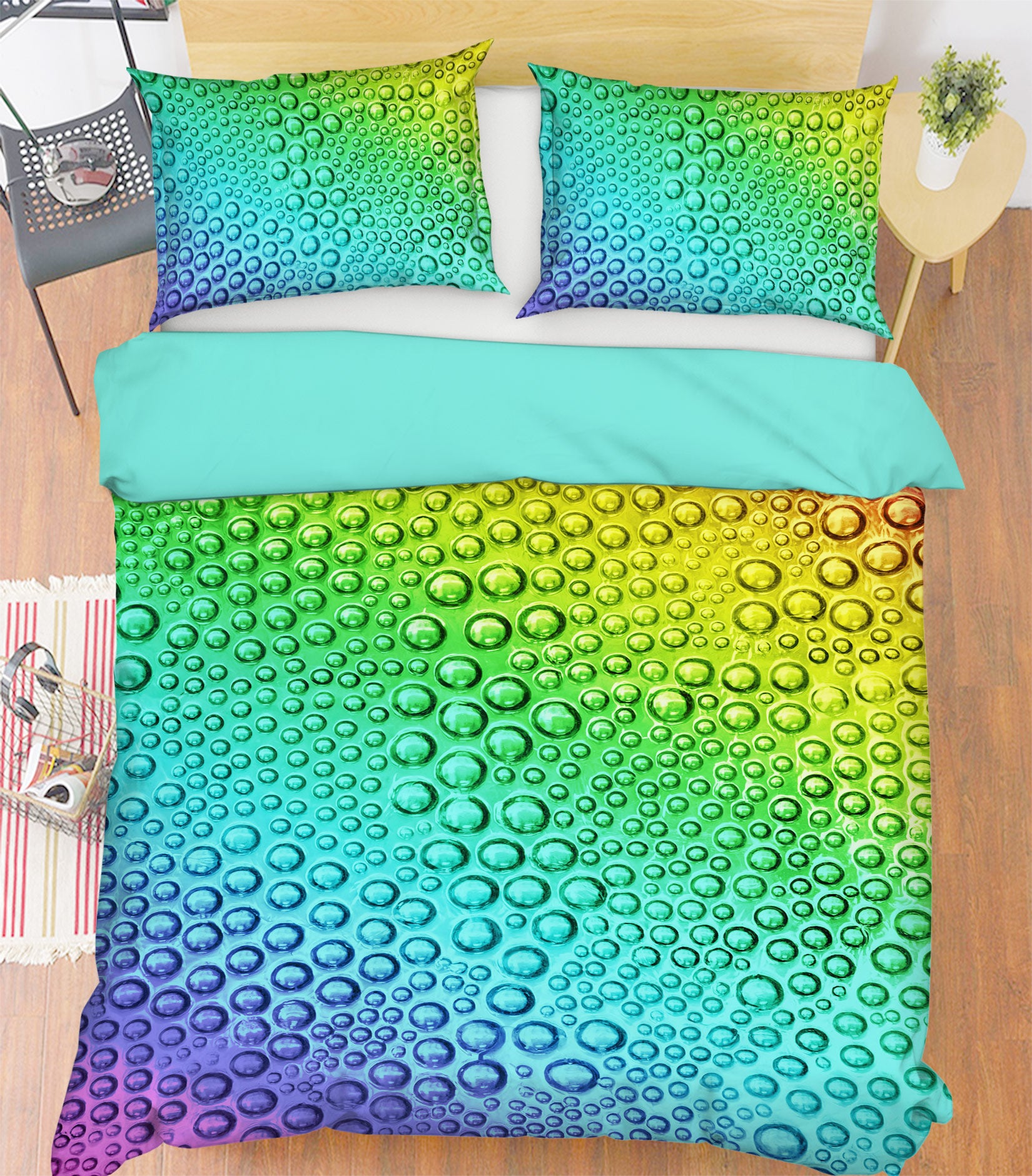 3D Colored Water Drops 13159 Bed Pillowcases Quilt