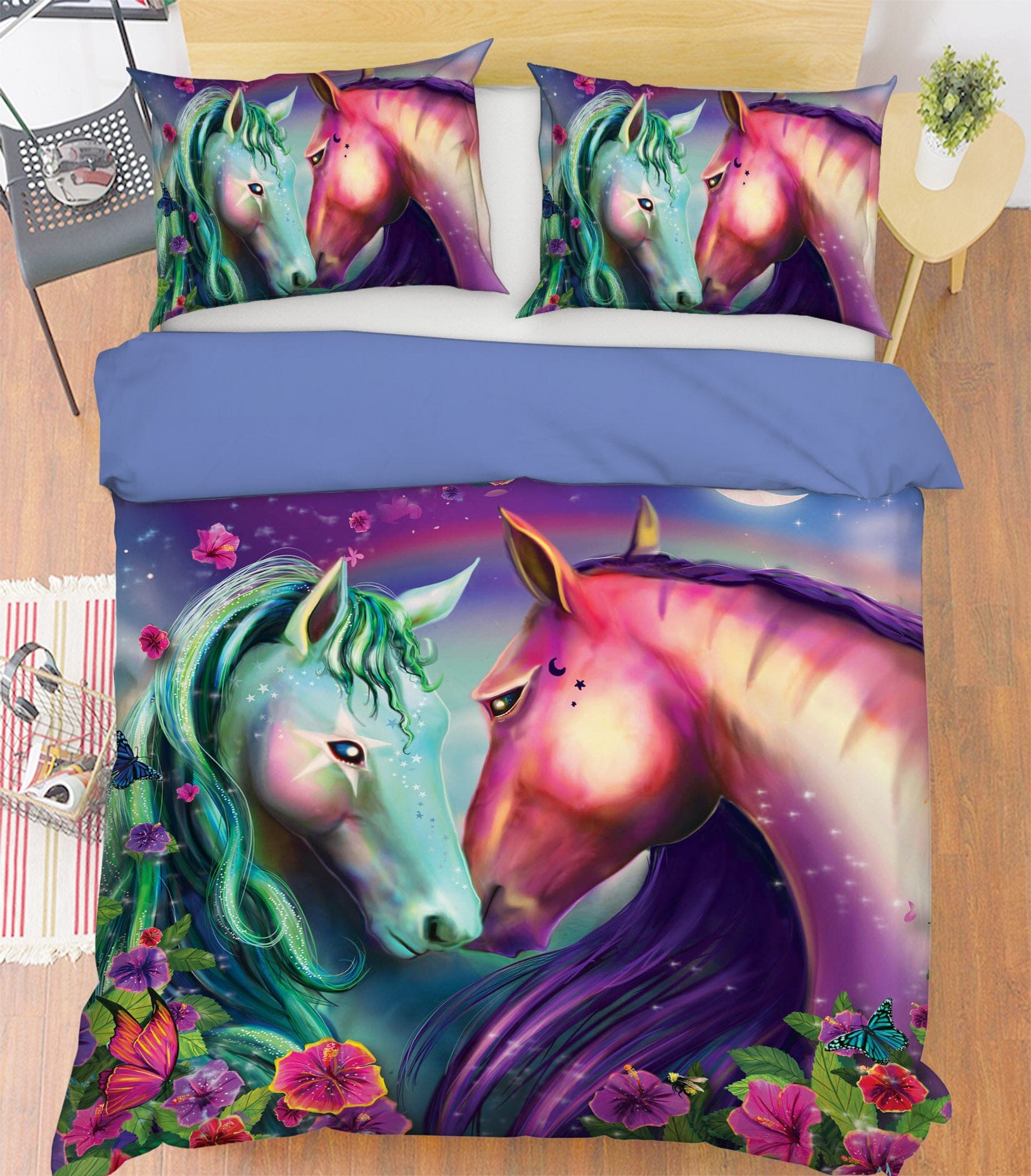 3D Unicorn Love 130 Rose Catherine Khan Bedding Bed Pillowcases Quilt Quiet Covers AJ Creativity Home 