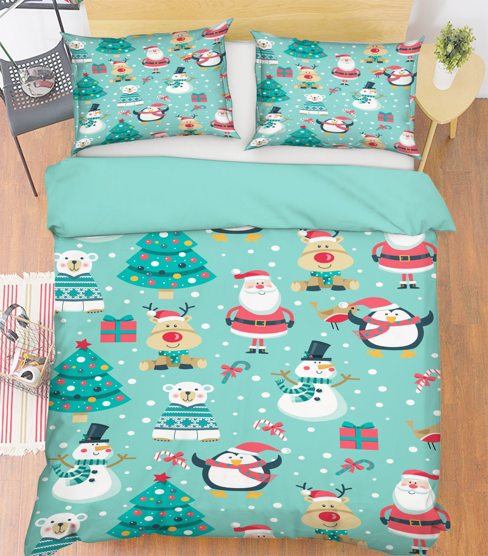 3D Penguin Snowman Deer 51020 Christmas Quilt Duvet Cover Xmas Bed Pillowcases