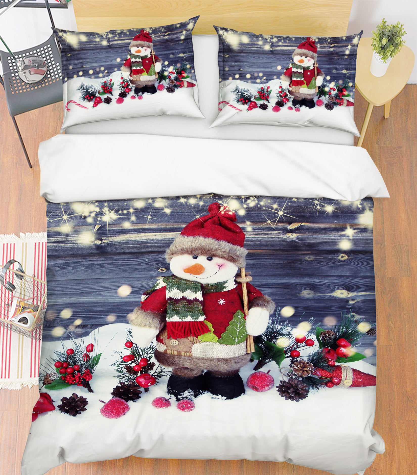 3D Snowman Doll 51137 Christmas Quilt Duvet Cover Xmas Bed Pillowcases