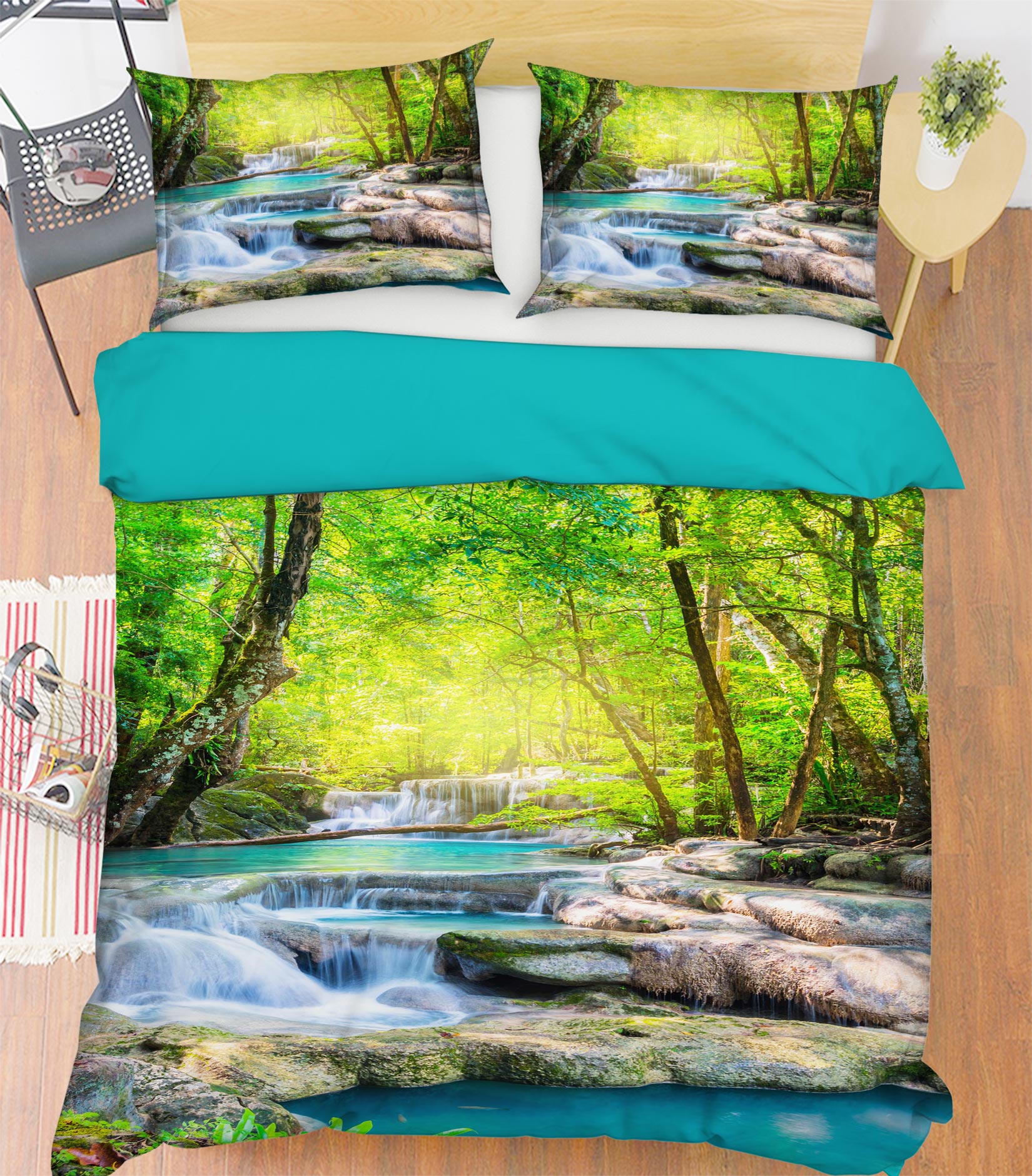 3D Forest Water 15147 Bed Pillowcases Quilt