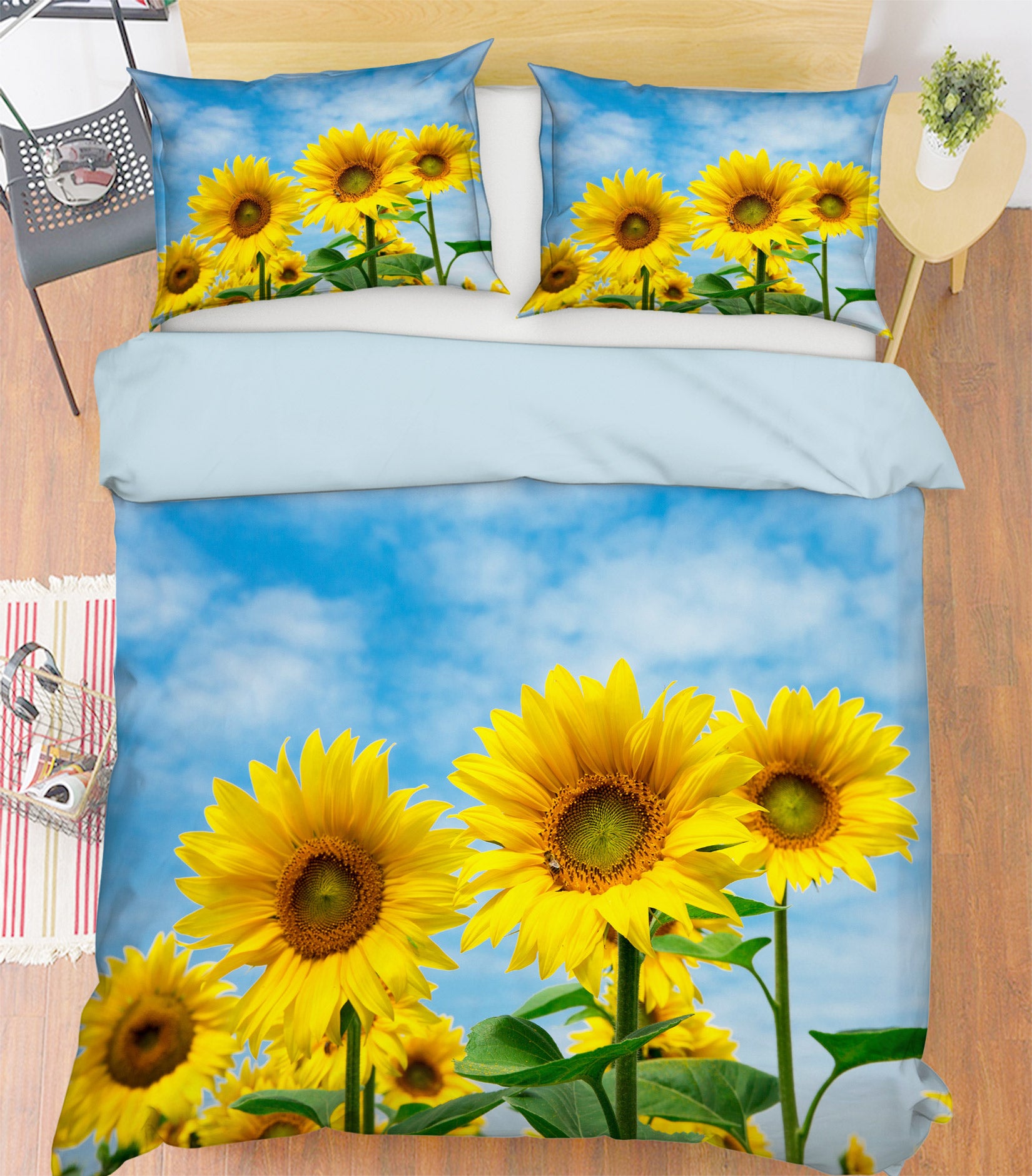 3D Three Sunflowers 59160 Bed Pillowcases Quilt