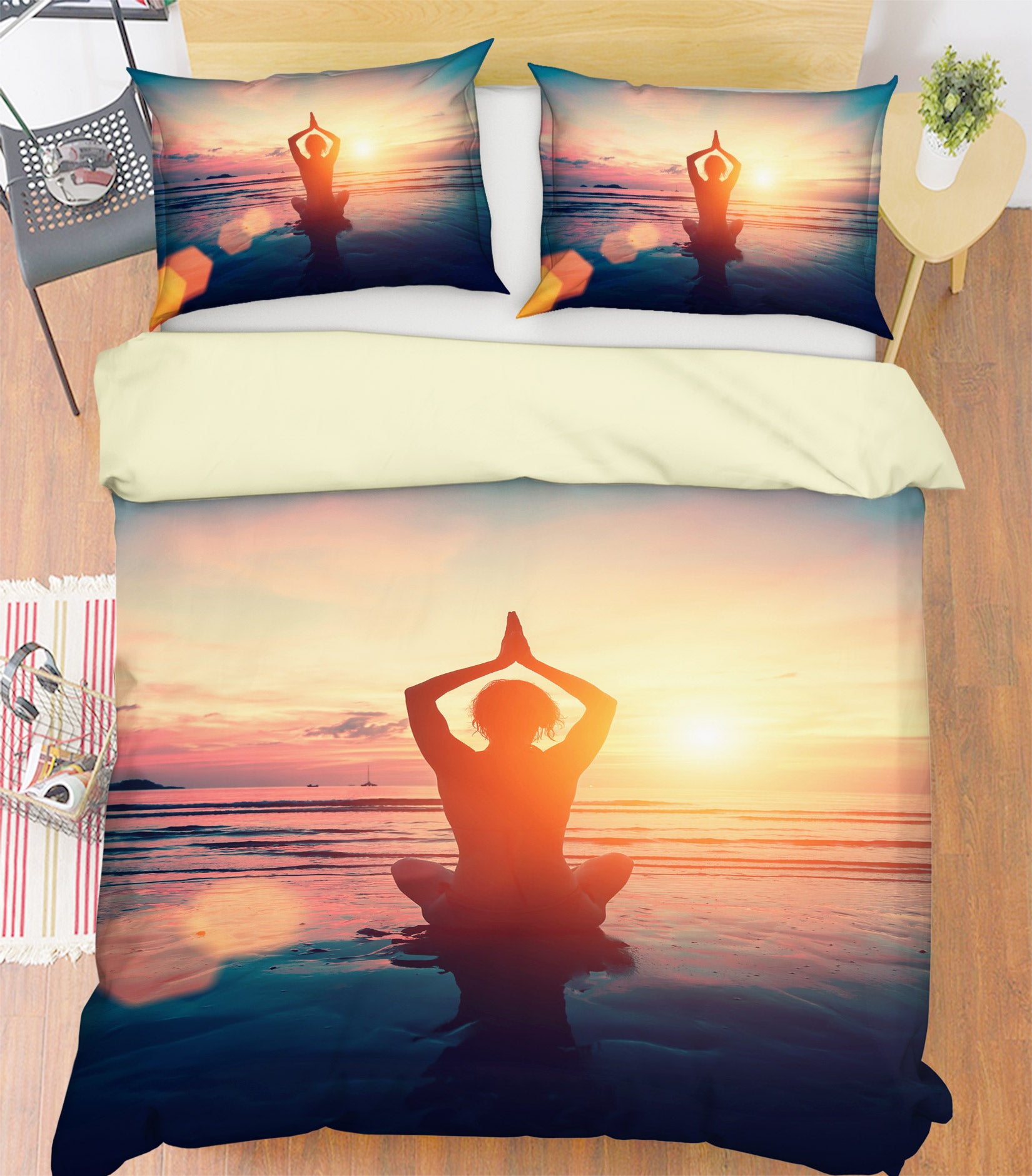 3D Yoga 14161 Bed Pillowcases Quilt