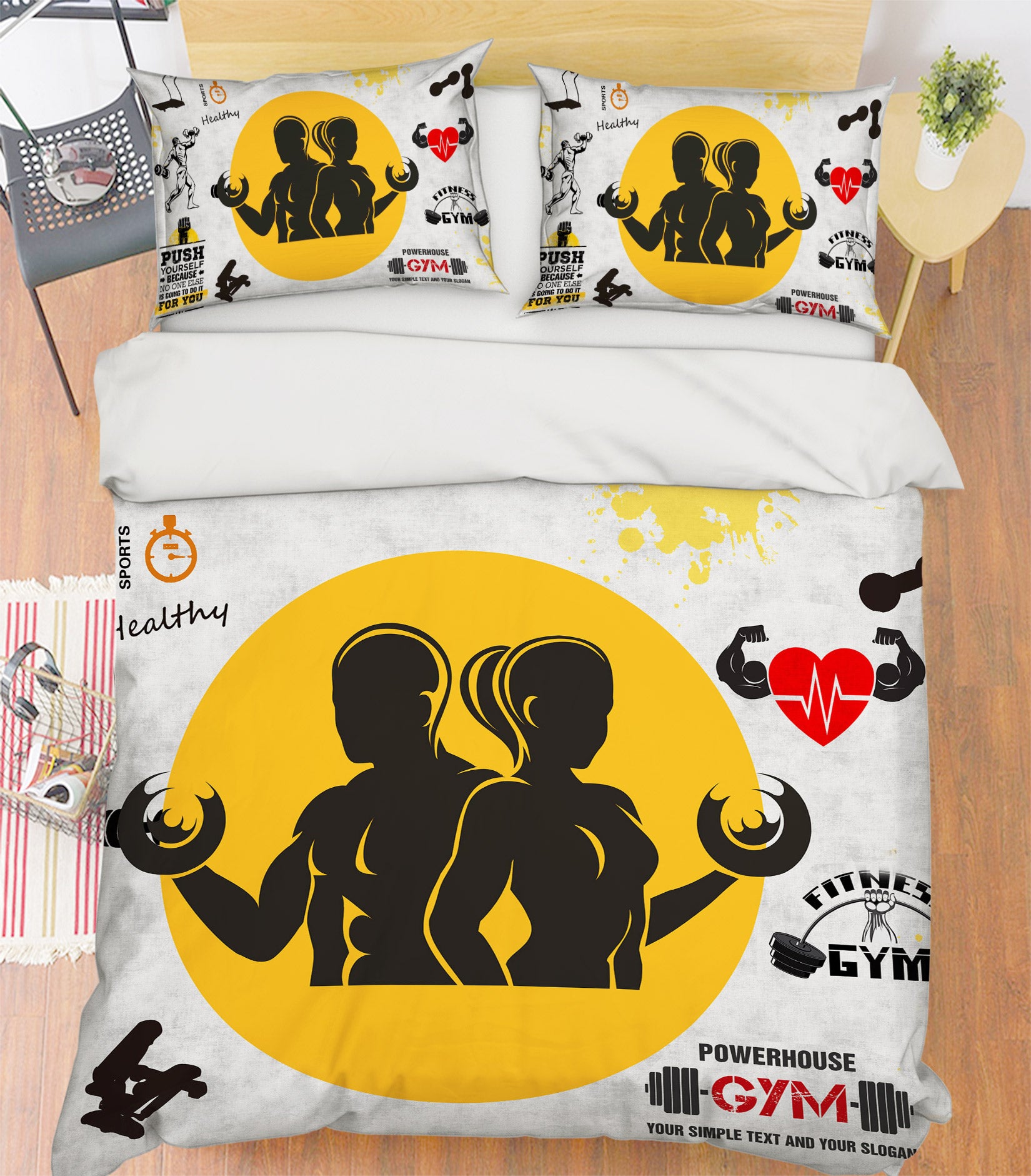 3D Men Women Fitness 14126 Bed Pillowcases Quilt