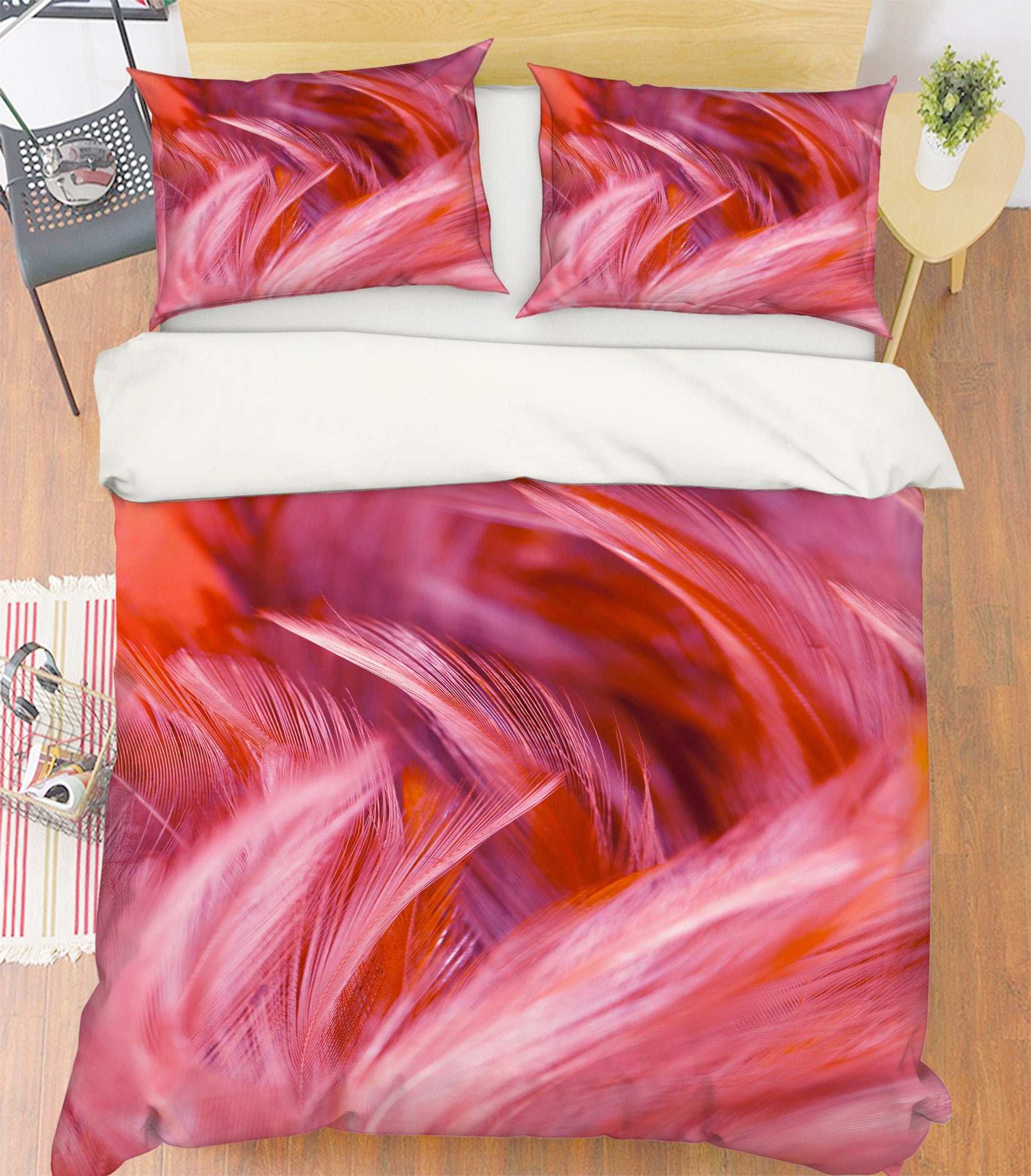 3D Red Feather 60038 Bed Pillowcases Quilt