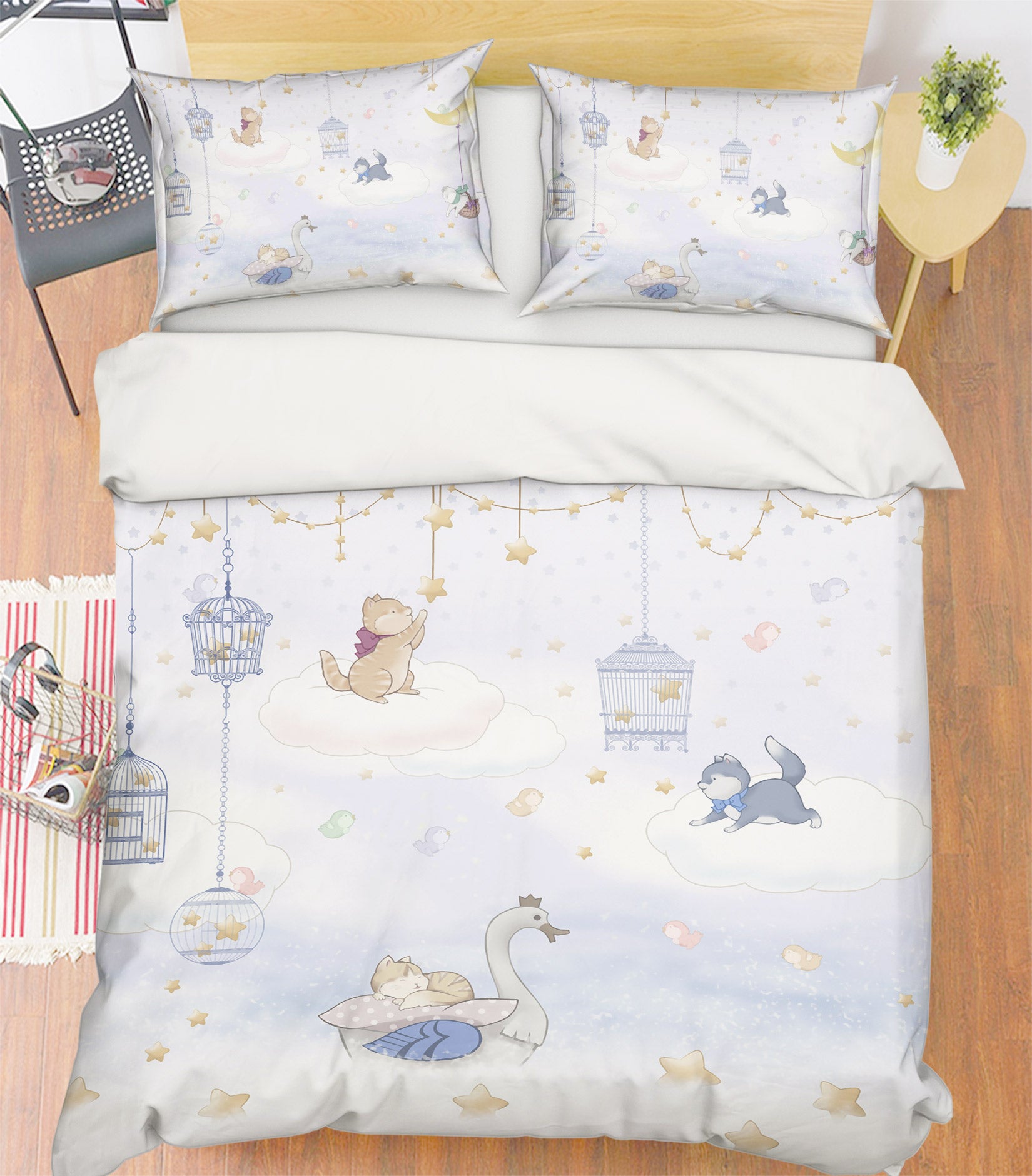 3D Swan 13102 Bed Pillowcases Quilt