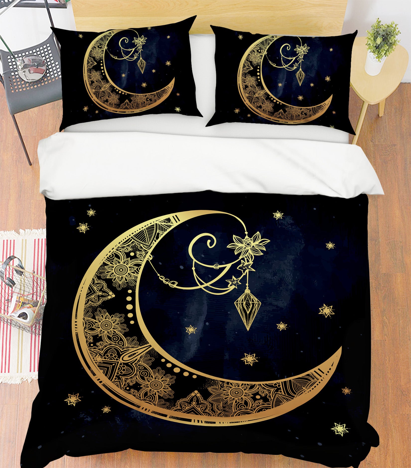 3D Golden Moon 59078 Bed Pillowcases Quilt