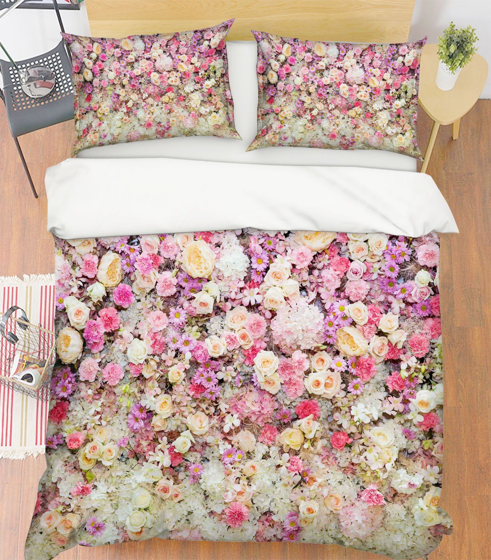 3D Flower Group 033 Bed Pillowcases Quilt Wallpaper AJ Wallpaper 