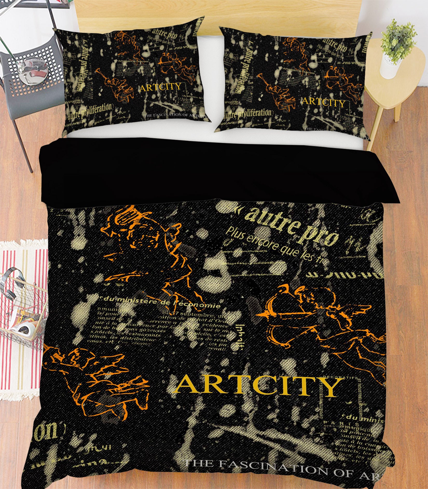 3D Black Art Pattern 075 Bed Pillowcases Quilt