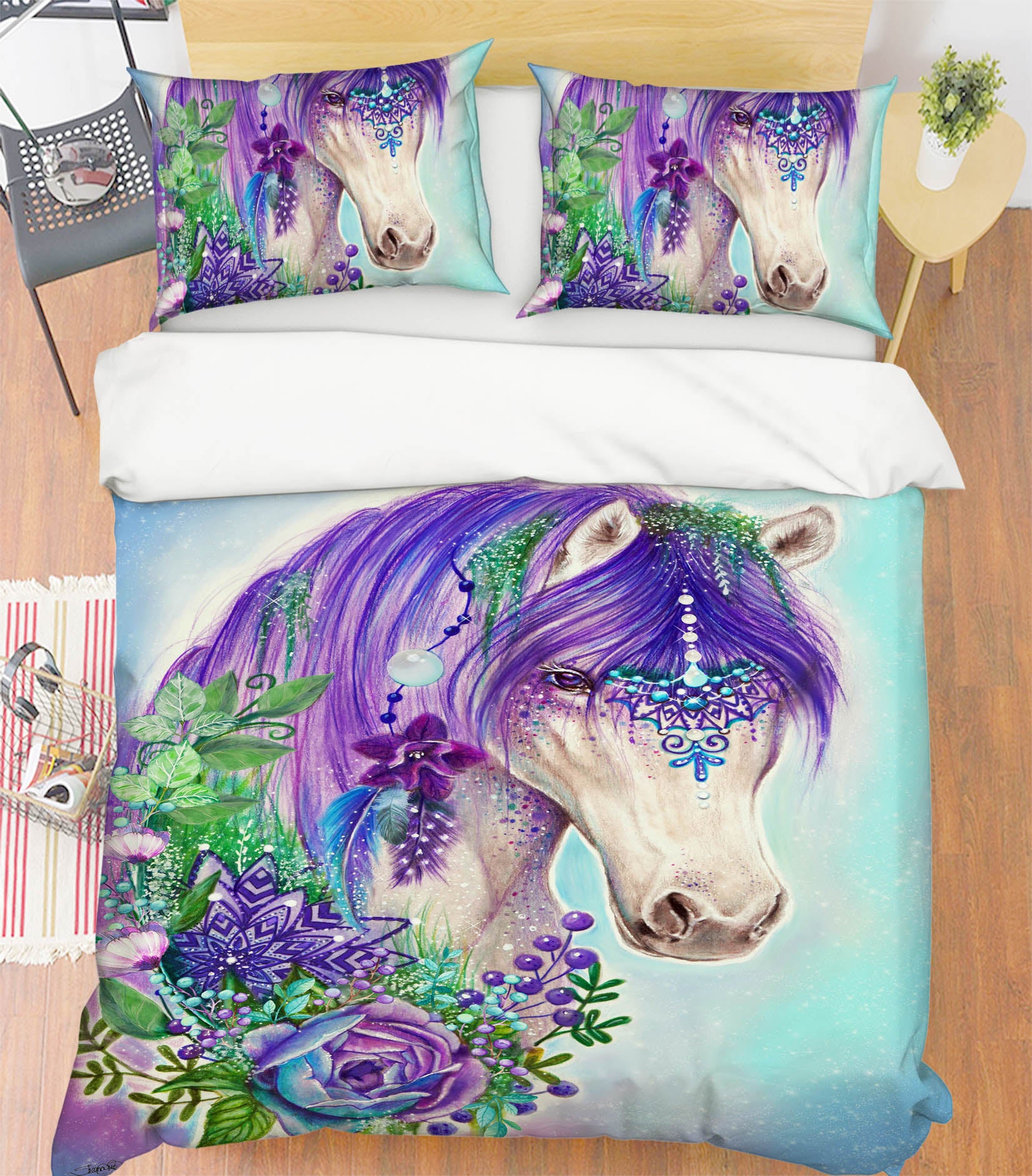 3D Purple Unicorn Petals 8553 Sheena Pike Bedding Bed Pillowcases Quilt Cover Duvet Cover