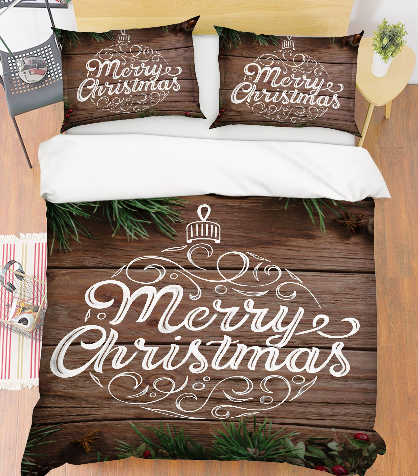 3D White Font 59062 Bed Pillowcases Quilt