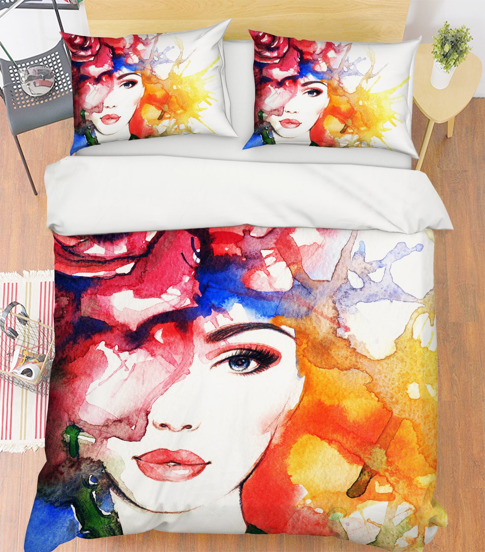 3D Watercolor Star 013 Bed Pillowcases Quilt