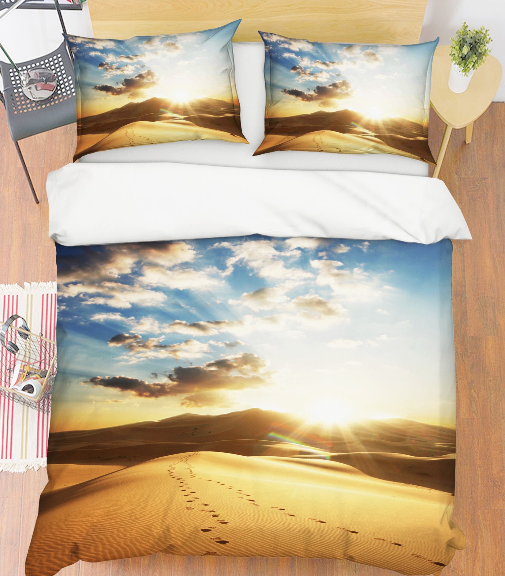 3D Desert Footprints 052 Bed Pillowcases Quilt