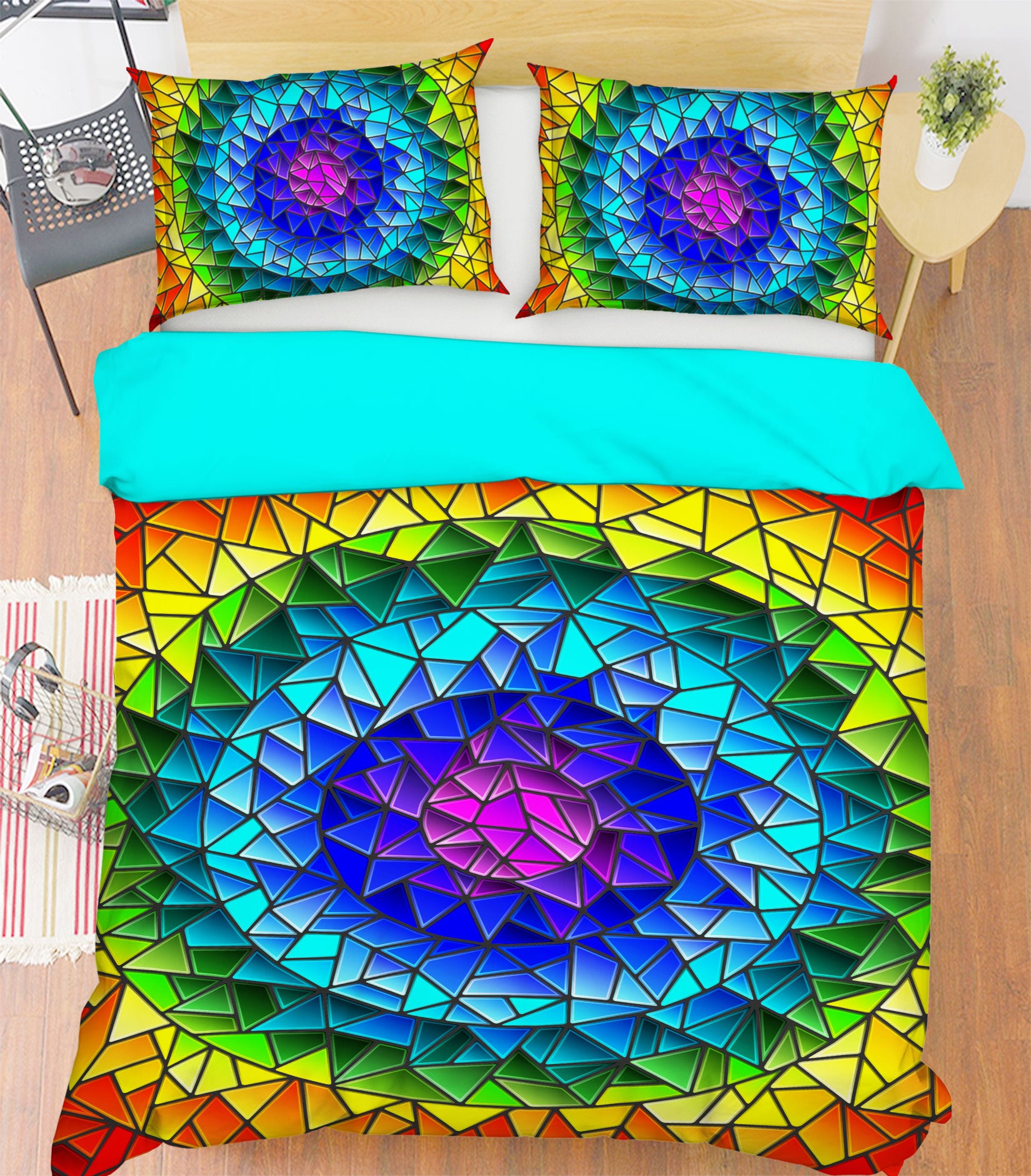 3D Rainbow Circle 14042 Bed Pillowcases Quilt