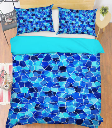 3D Blue Hexagon 14005 Bed Pillowcases Quilt