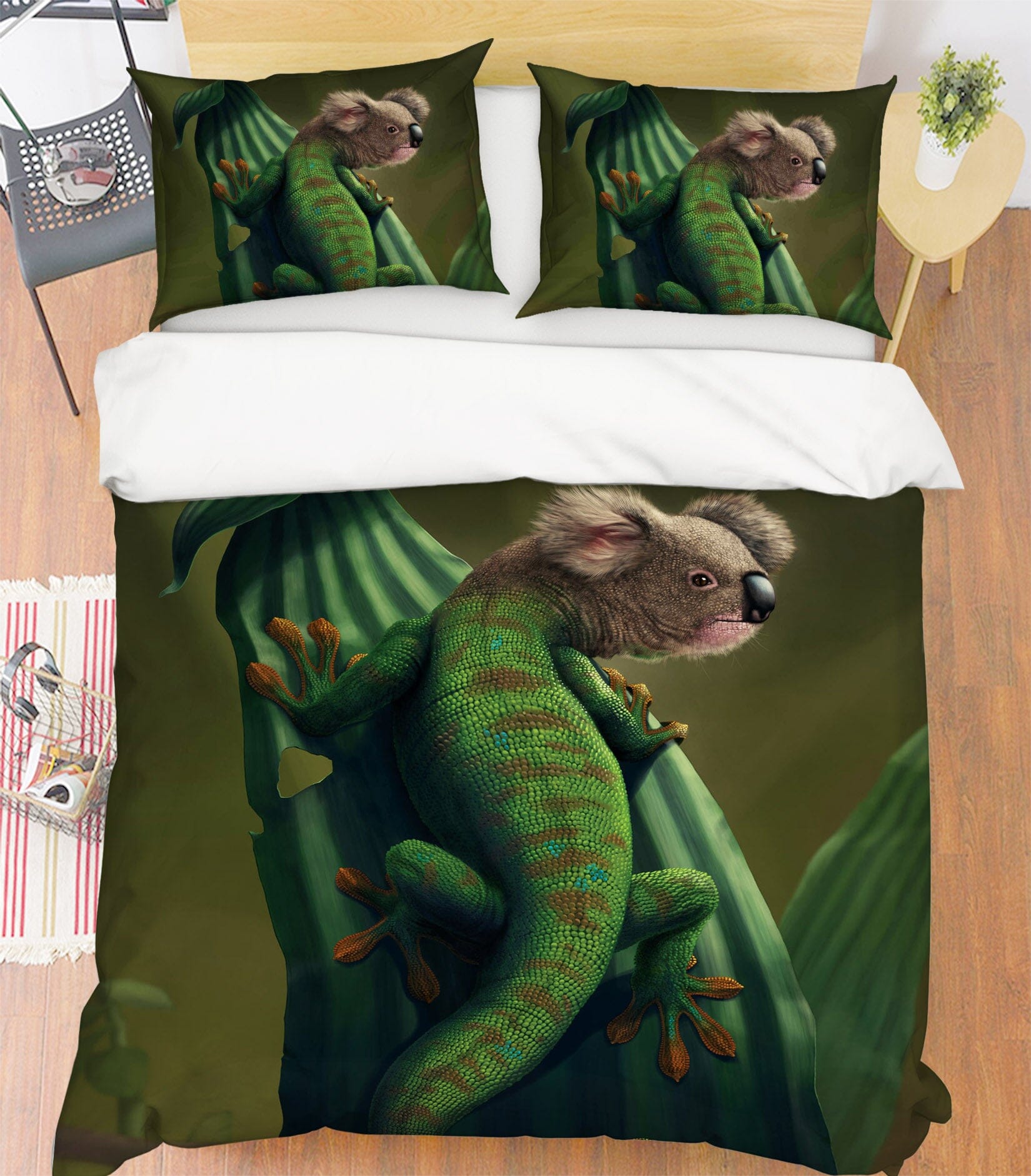 3D Gekoala Chameleon 046 Bed Pillowcases Quilt Exclusive Designer Vincent Quiet Covers AJ Creativity Home 