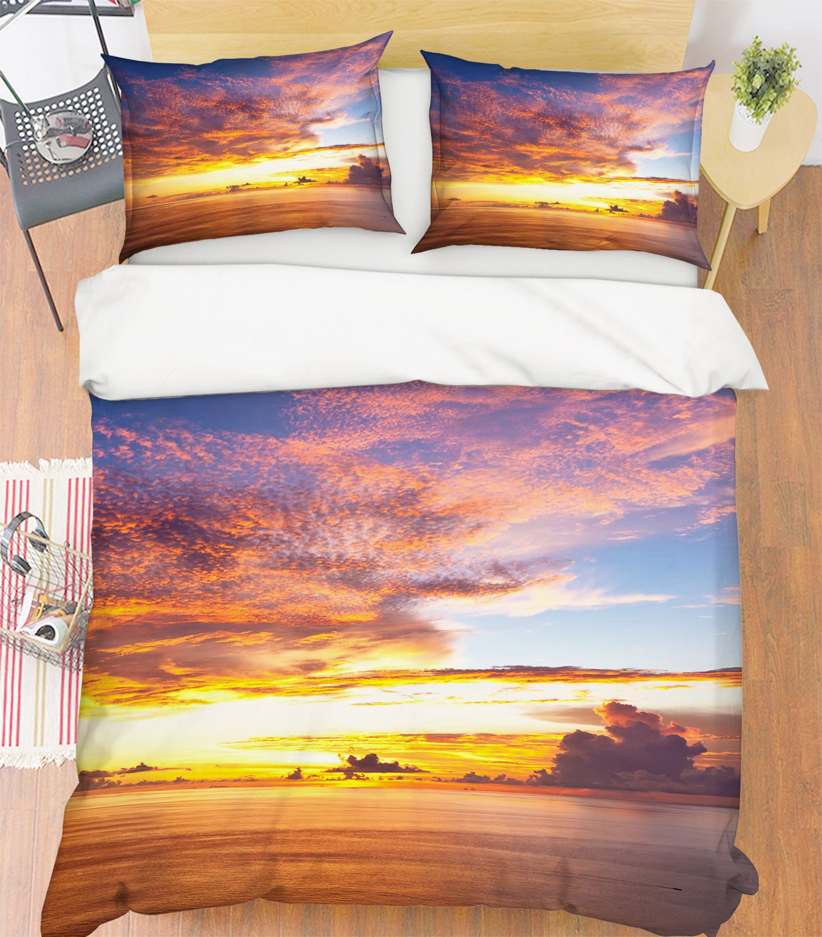 3D Sunset Clouds 072 Bed Pillowcases Quilt