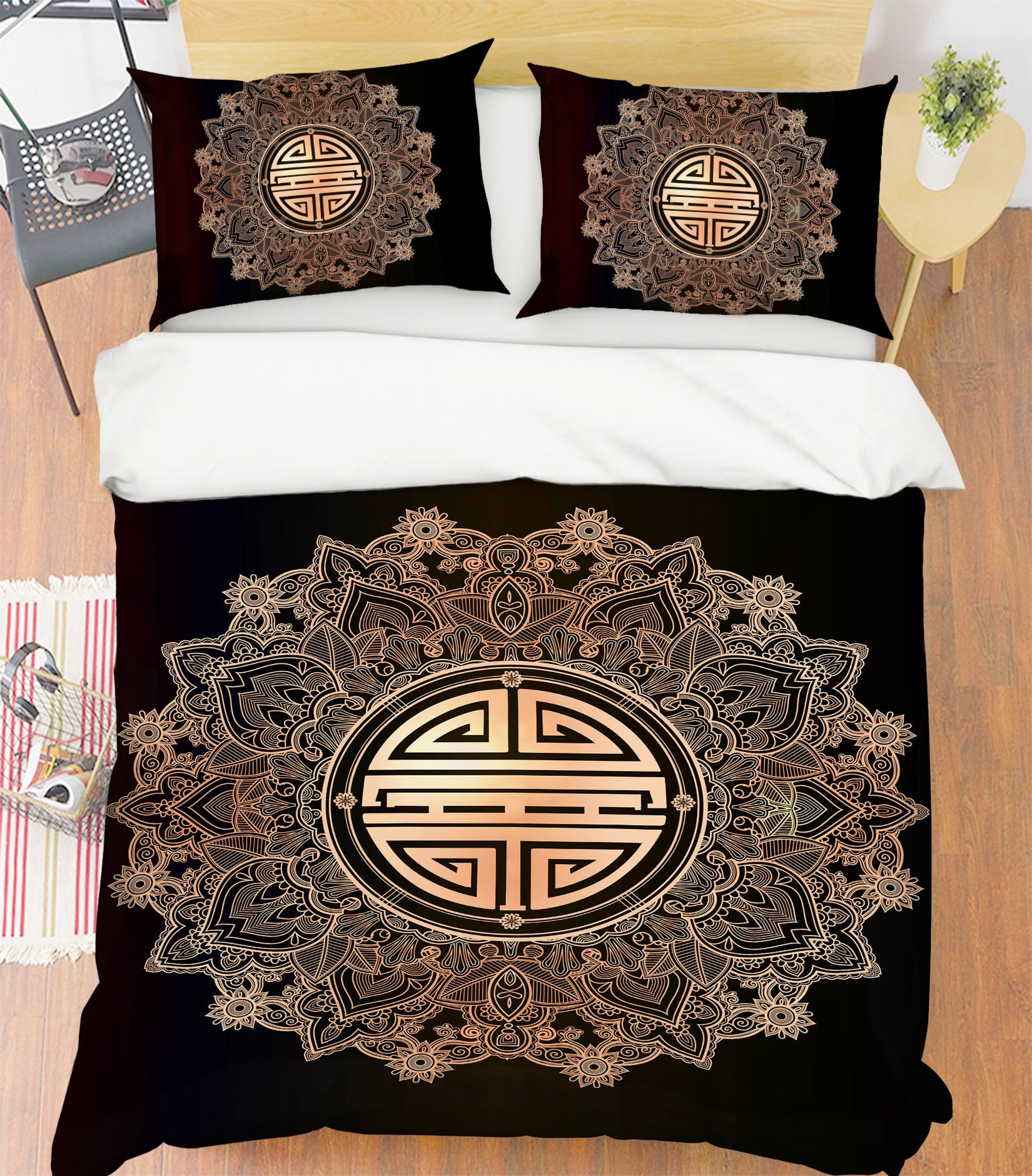 3D Golden Texture 59032 Bed Pillowcases Quilt