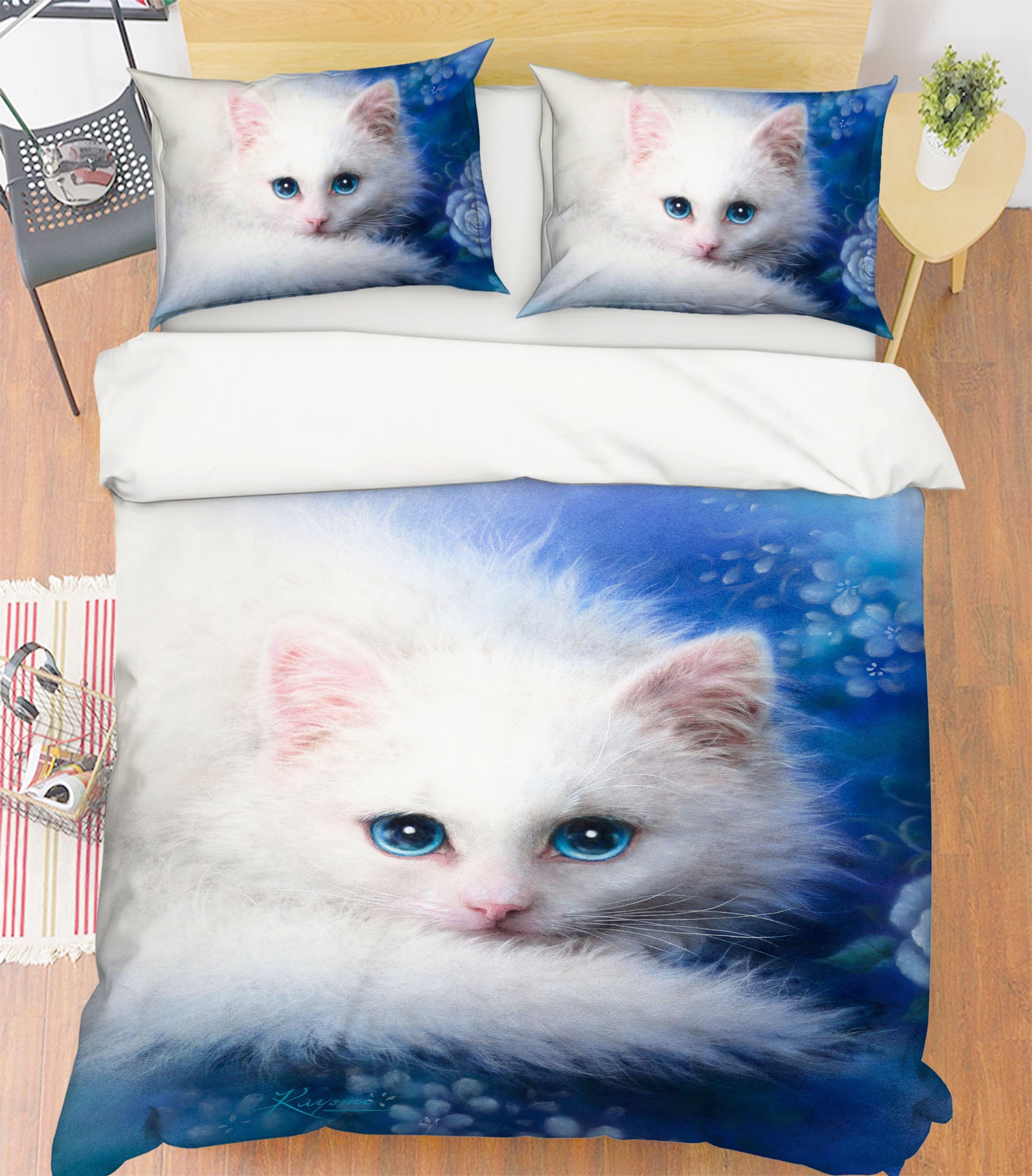 3D White Cat 5883 Kayomi Harai Bedding Bed Pillowcases Quilt Cover Duvet Cover