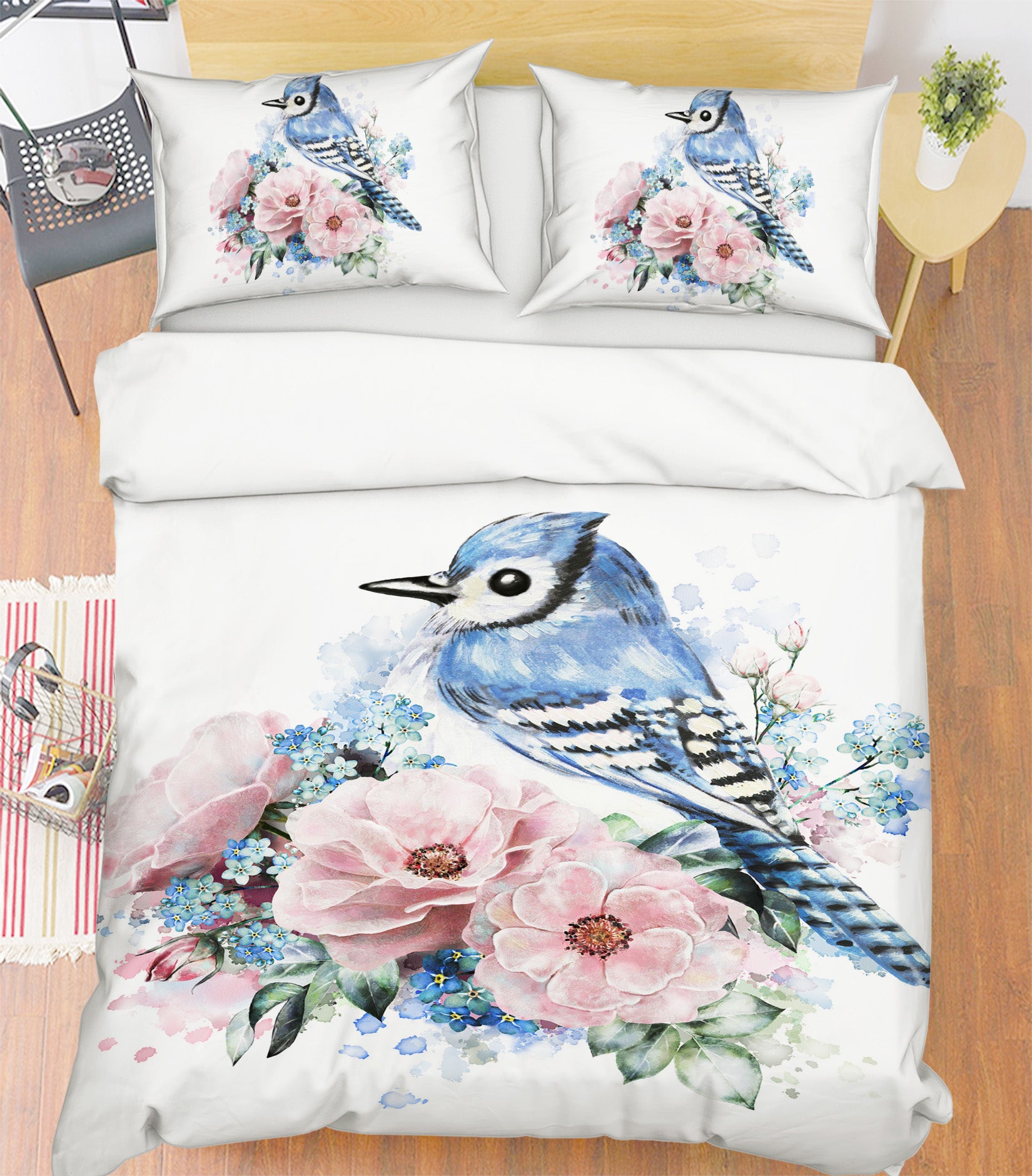 3D Bird Flower 14213 Bed Pillowcases Quilt