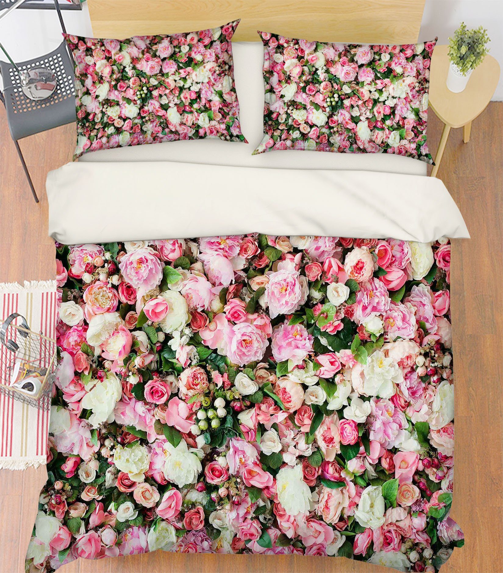 3D Pink Flowers Wall 179 Bed Pillowcases Quilt Wallpaper AJ Wallpaper 