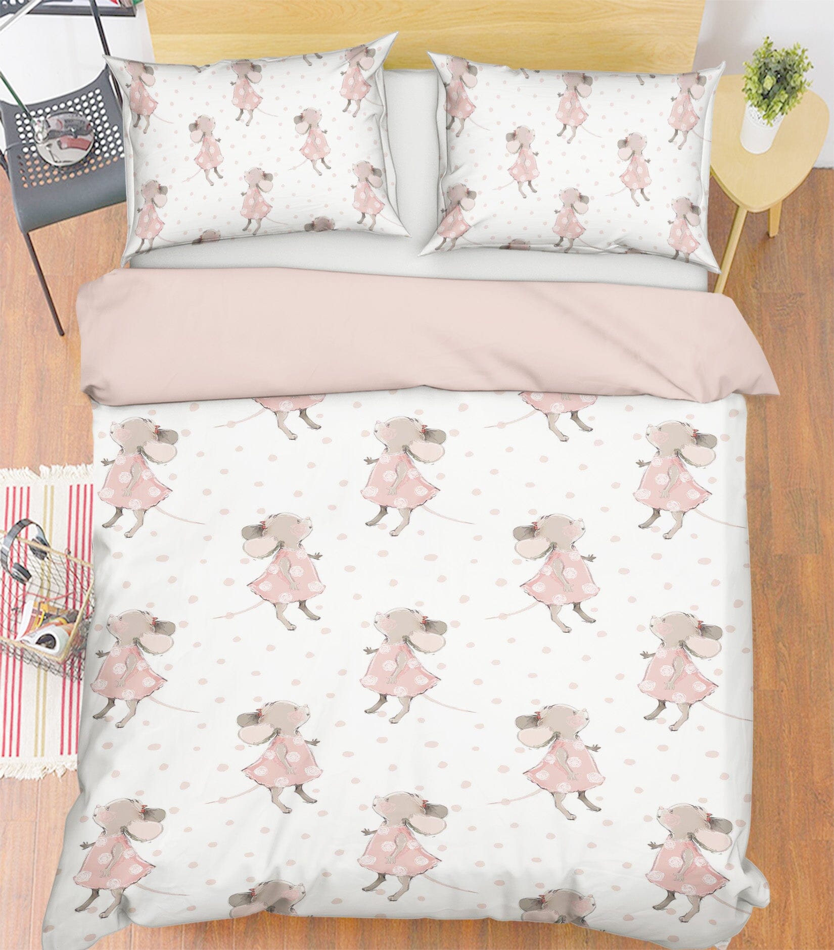 3D Pink Mouse 198 Uta Naumann Bedding Bed Pillowcases Quilt Quiet Covers AJ Creativity Home 