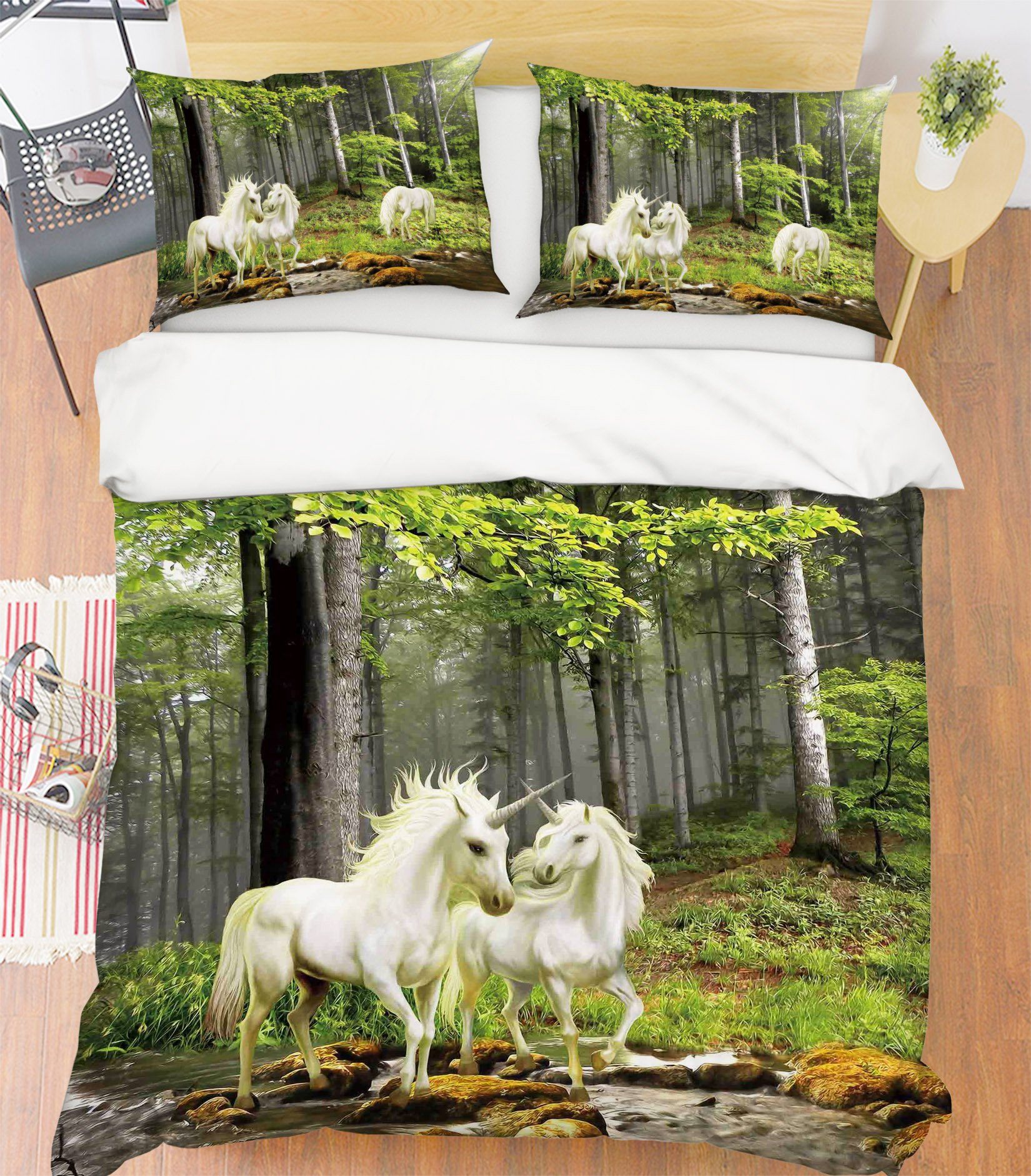 3D White Unicorn 203 Bed Pillowcases Quilt Wallpaper AJ Wallpaper 
