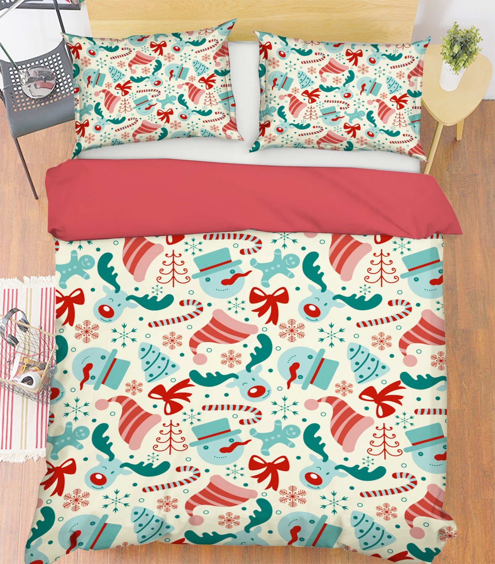 3D Christmas Snowflake Hat 9 Bed Pillowcases Quilt Quiet Covers AJ Creativity Home 