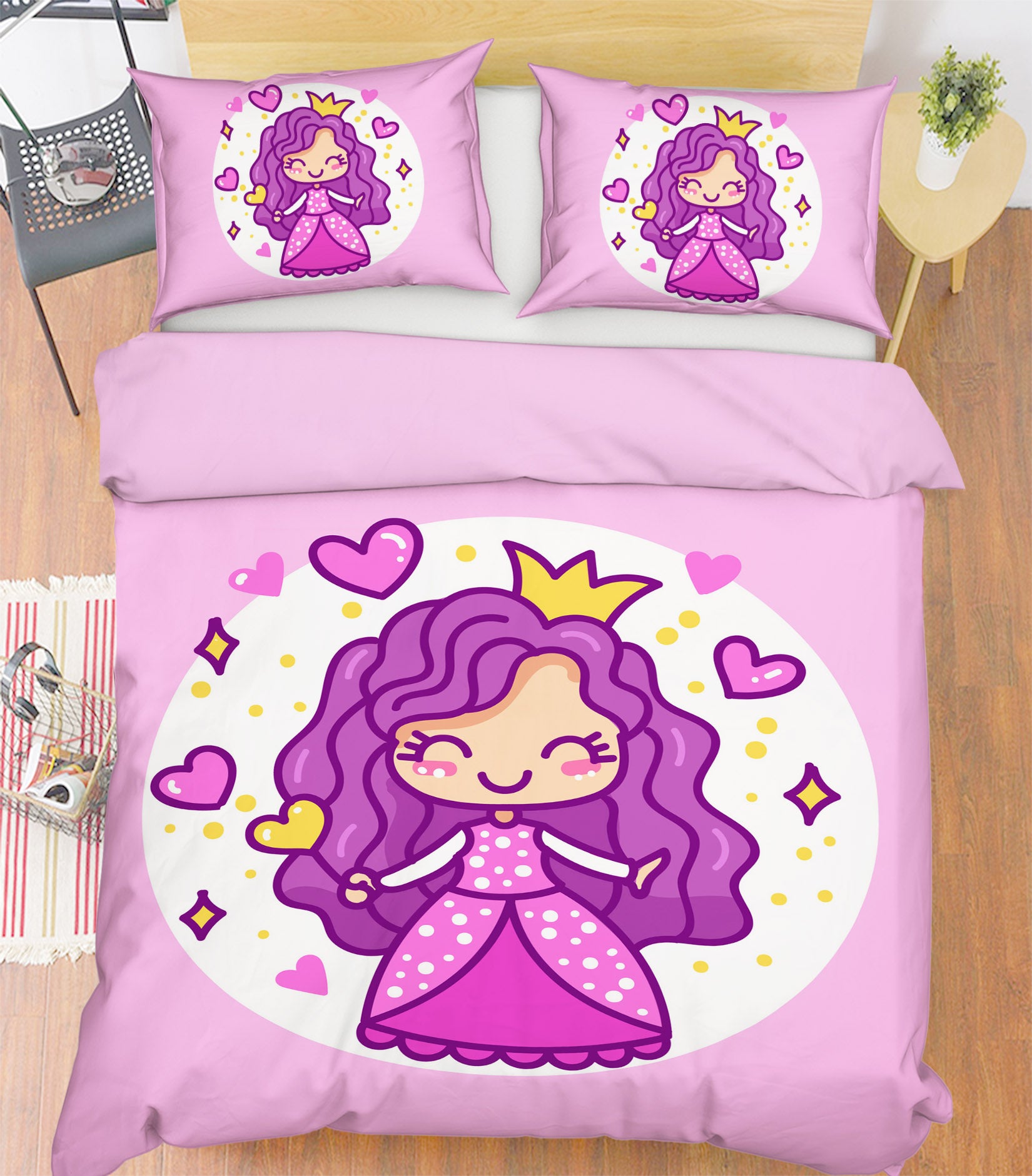 3D Purple Girl 59059 Bed Pillowcases Quilt