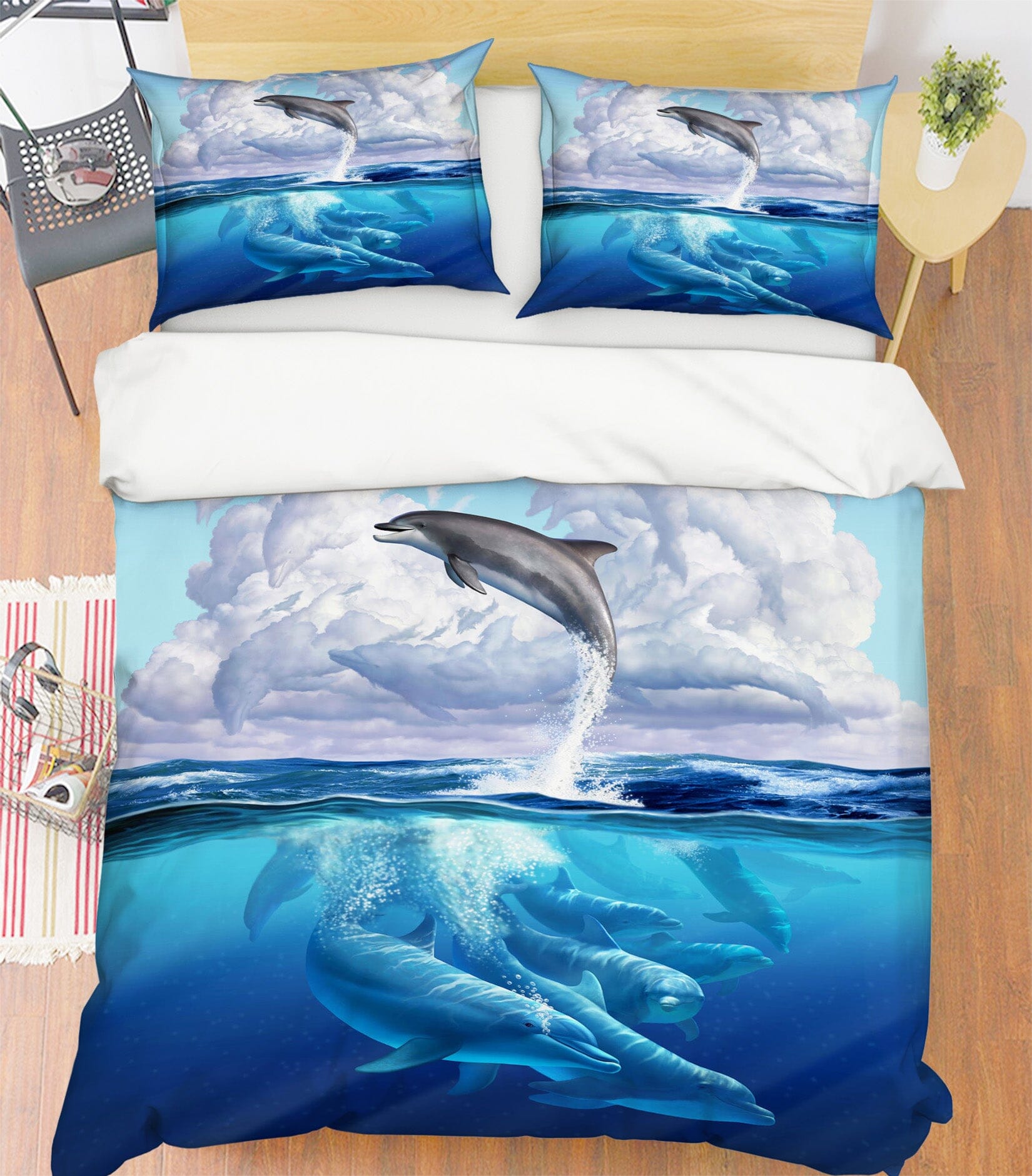 3D Dolphonic Symphony 2105 Jerry LoFaro bedding Bed Pillowcases Quilt Quiet Covers AJ Creativity Home 